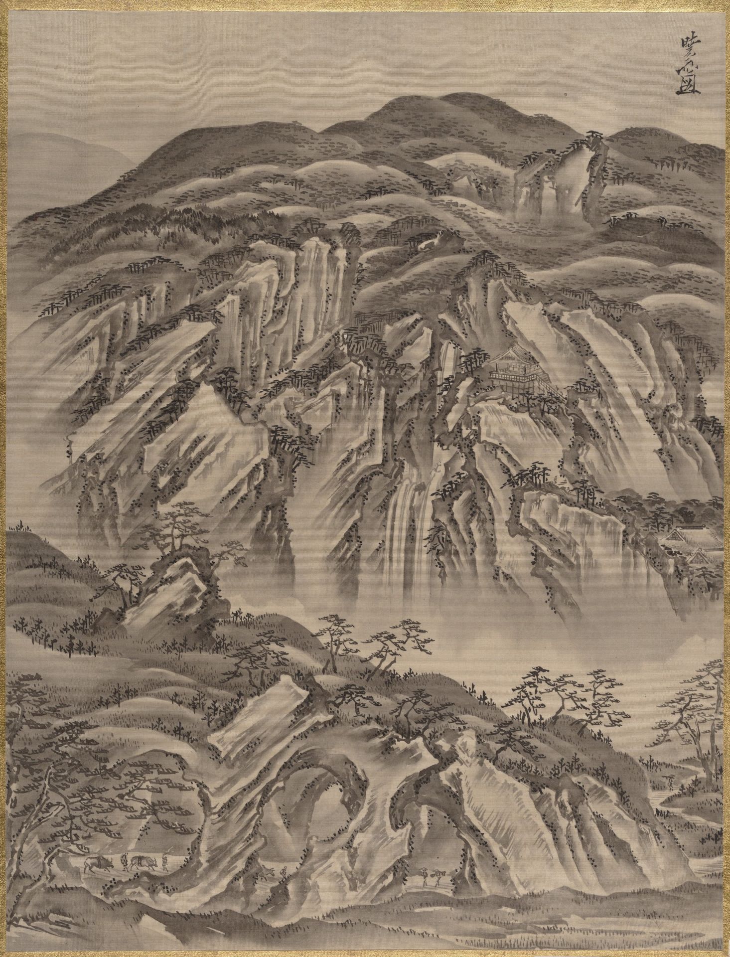 Rocky Landscape by Kawanabe Kyōsai 河鍋暁斎