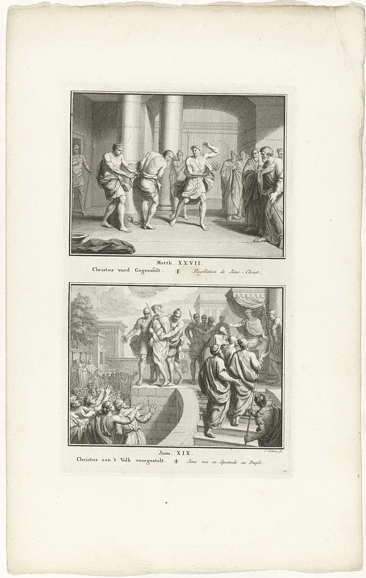 Geseling van Christus en Christus aan het volk getoond (Ecce homo) by Jacob Folkema