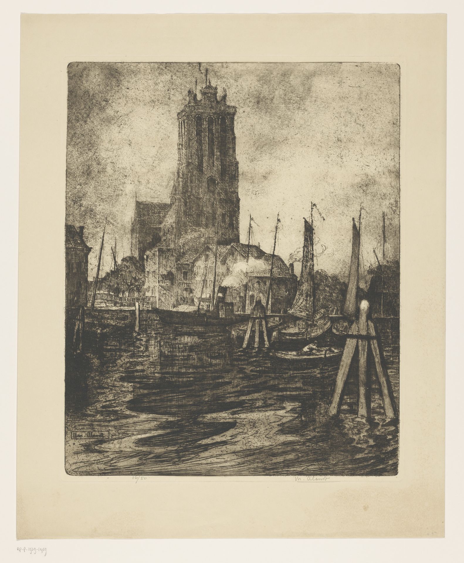 Gezicht op de haven van Dordrecht by Max Alexander Alandt