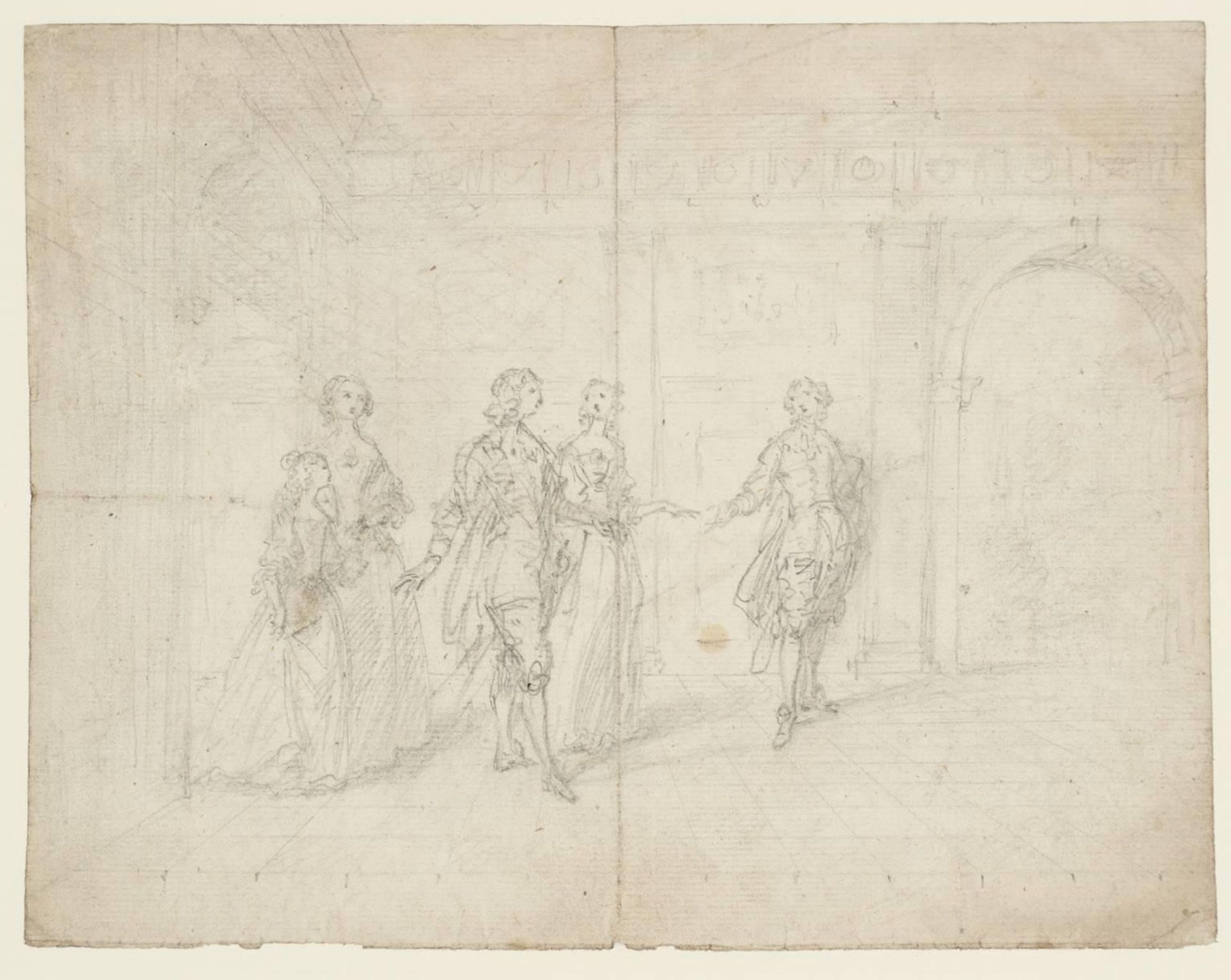 Study for ‘The Marriage of Miss Whichcote of Harpswell with the Dean of York’-III by Joseph Highmore
