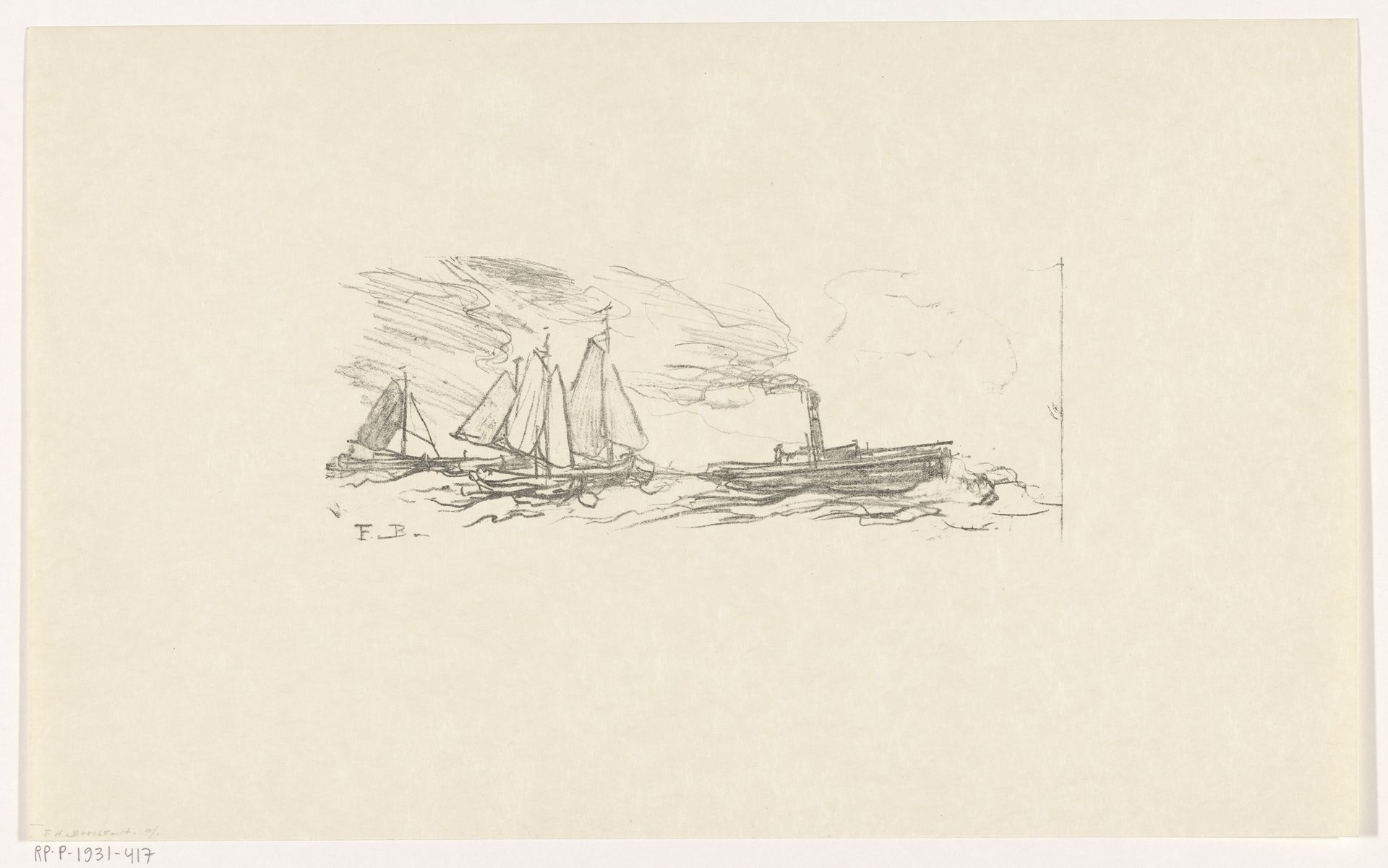 Sleepboot op de Maas by Frederika Henriëtte Broeksmit