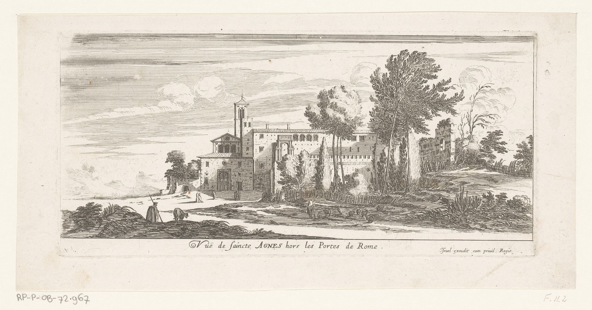 Gezicht op de Sant'Agnese buiten de muren by Israel Silvestre