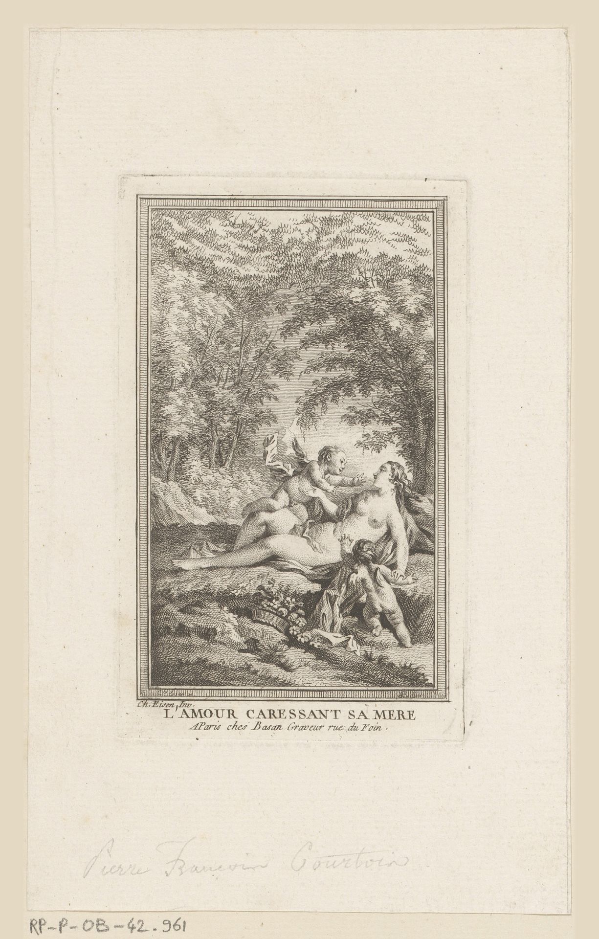 Landschap met een liggende Venus en twee putti by Pierre François Courtois