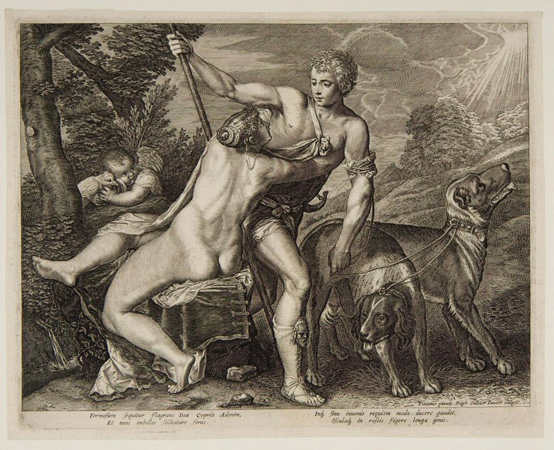 Venus and Adonis by Raphael Sadeler, the Younger