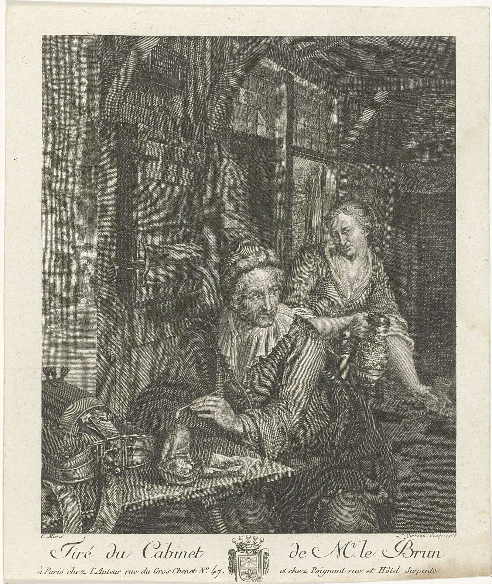 Lierdraaier in een herberg by Louis E.F. Garreau