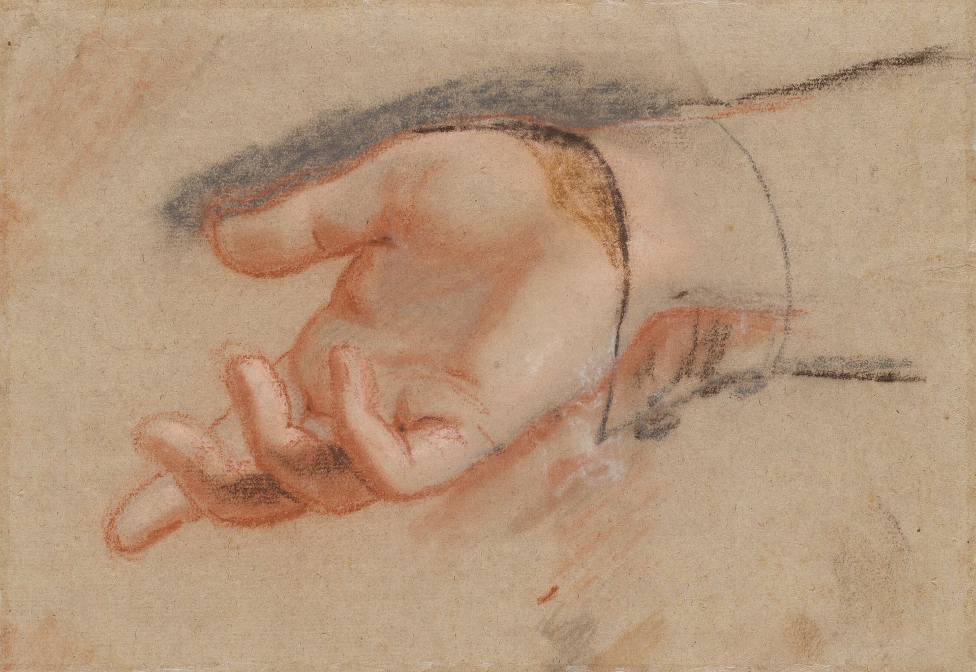 Pastelstudie til en udstrakt hånd by Jens Juel