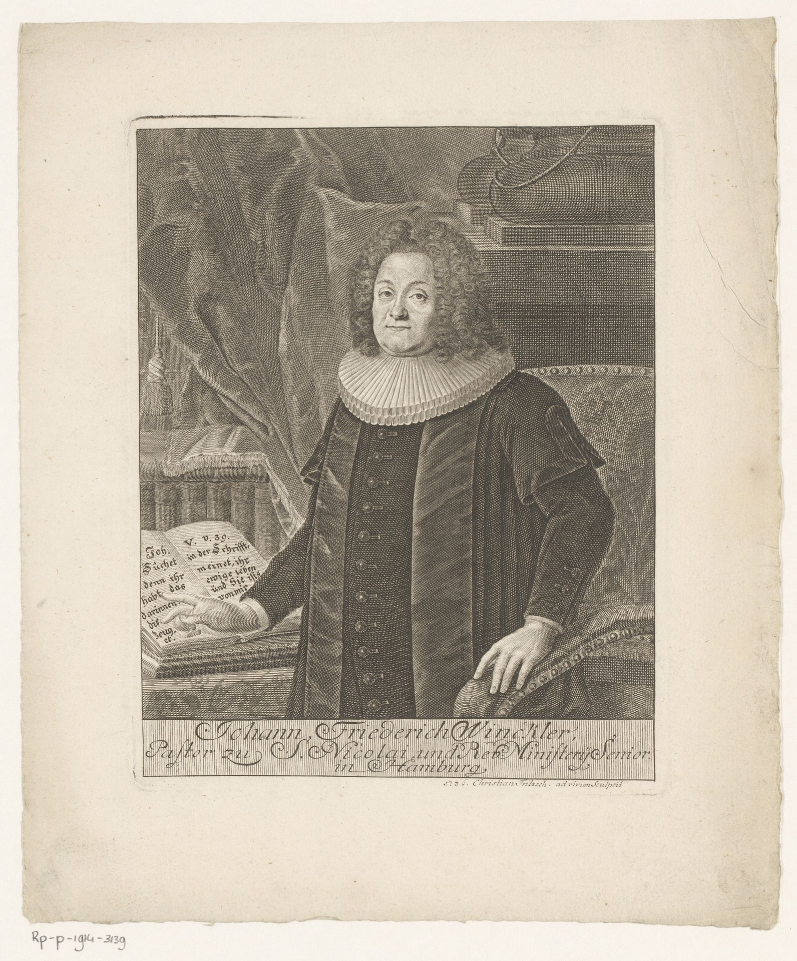 Portret van Johann Friedrich Winckler by Christian Fritzsch