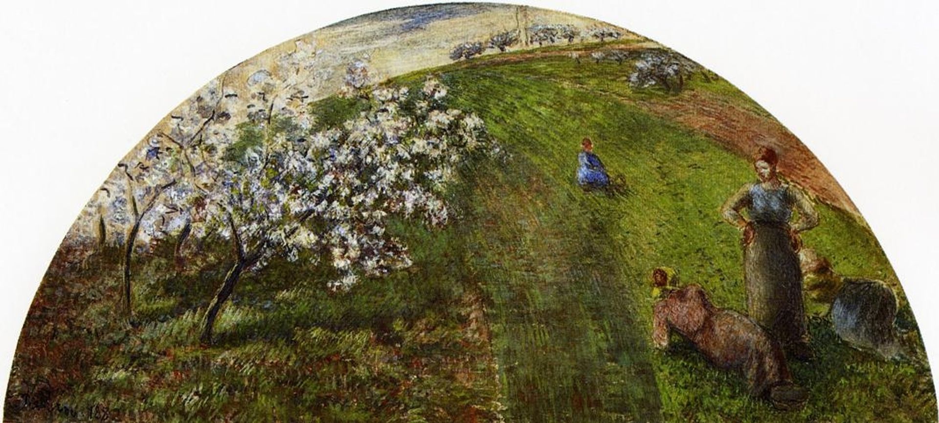 Springtime, Peasants in a Field by Camille Pissarro