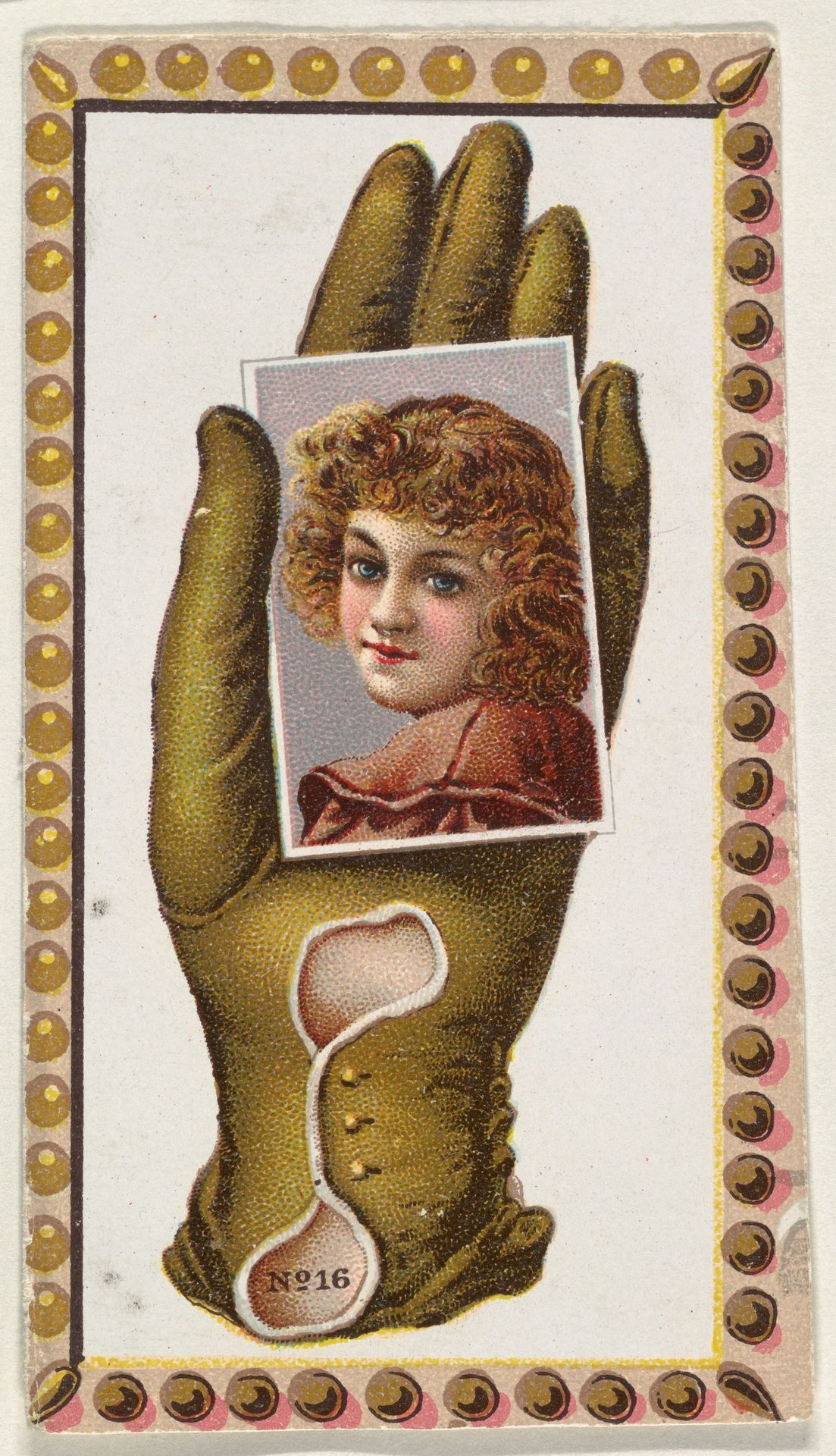Card Number 16, cut-out from banner advertising the Opera Gloves series (G29) for Allen & Ginter Cigarettes by Allen & Ginter