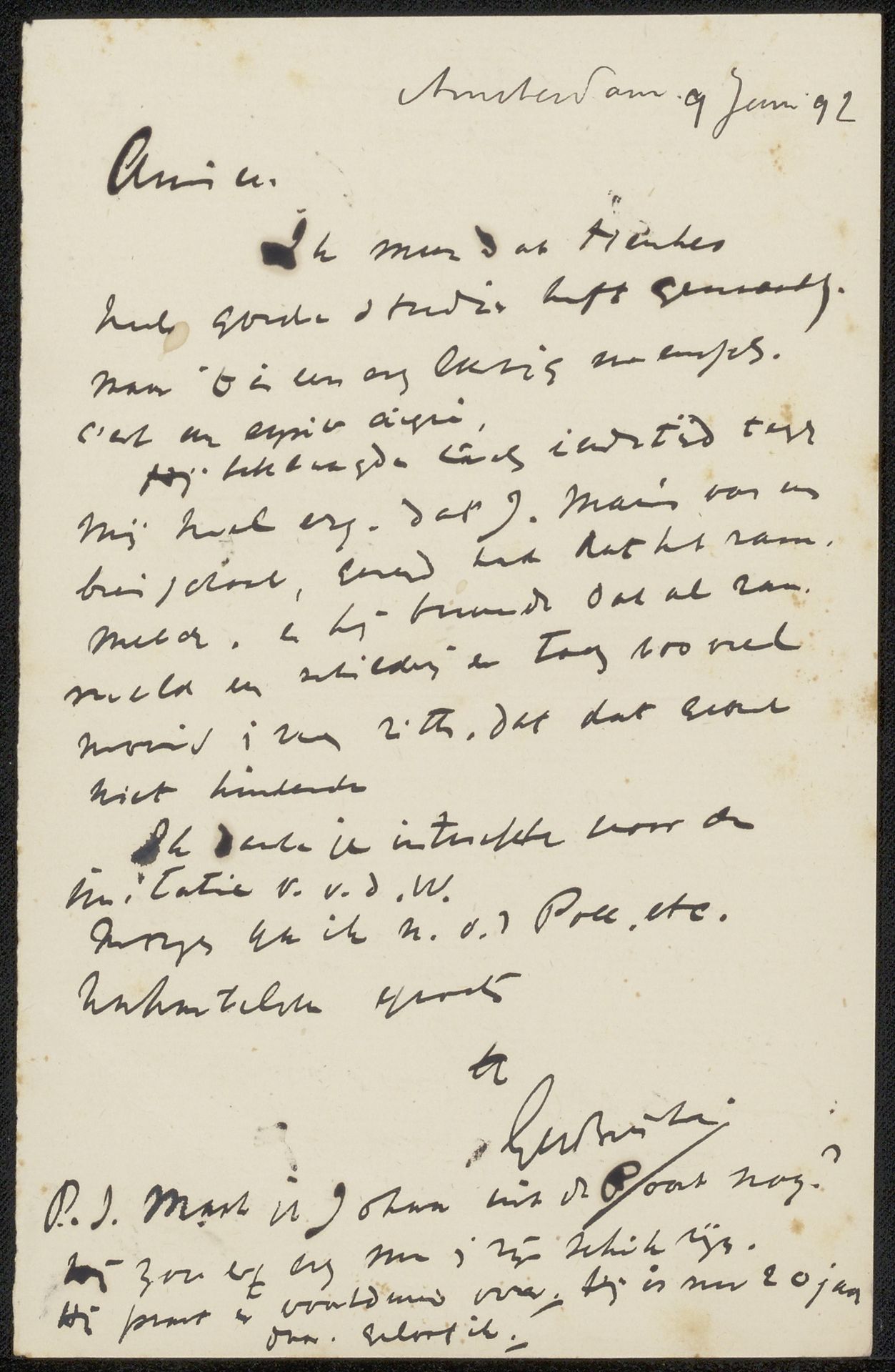 Brief aan Jan Veth by George Hendrik Breitner