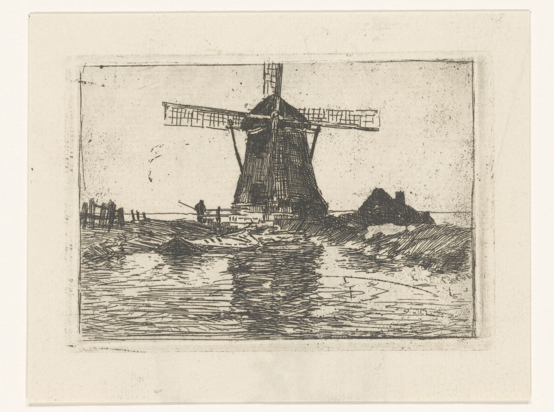 Molen bij een vaart by Chris van der Windt