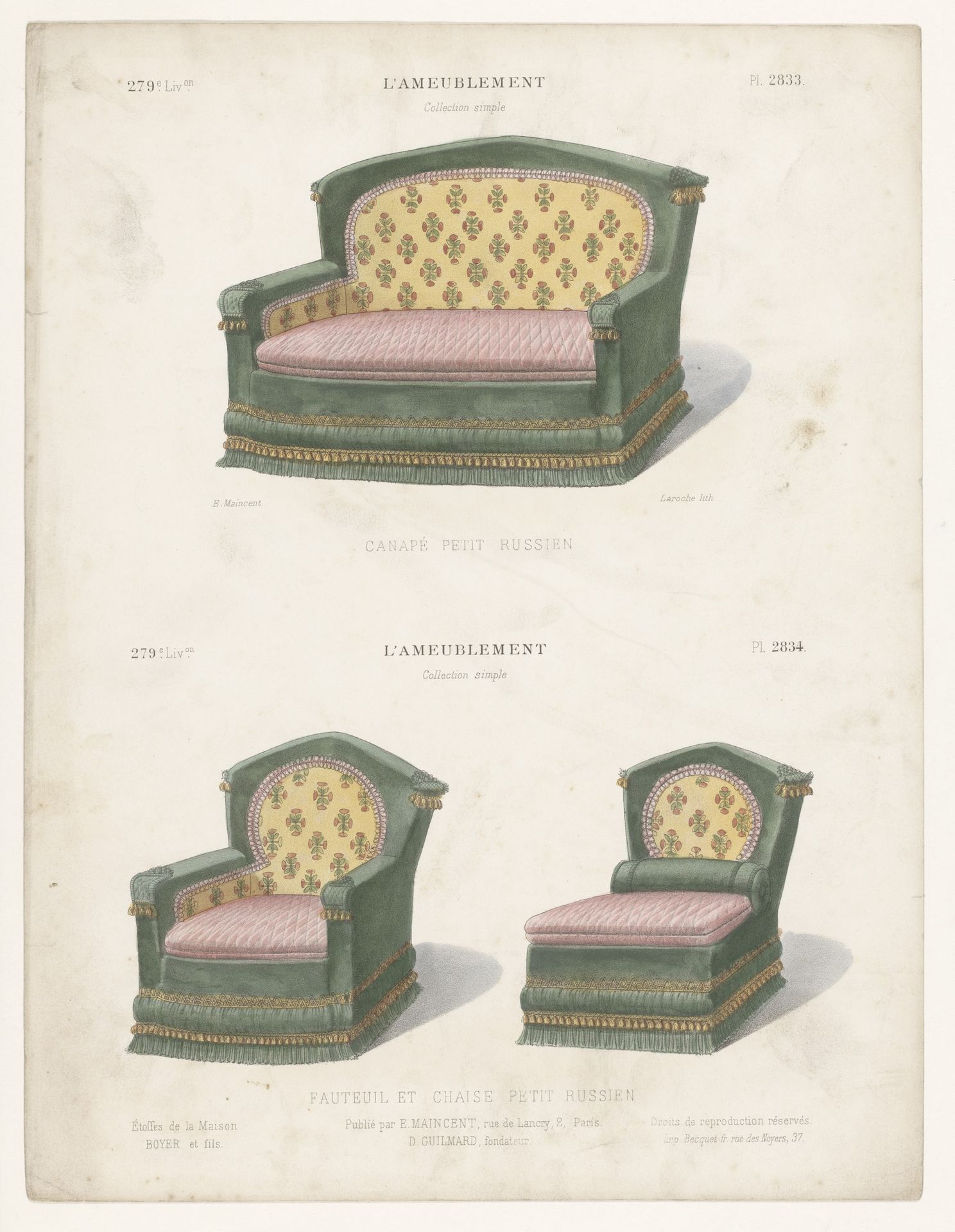 Canapé, fauteuil en stoel by Léon Laroche