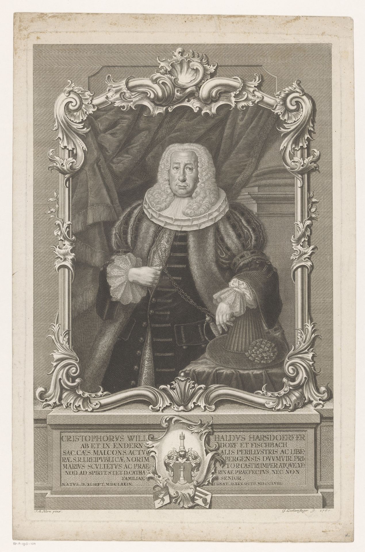 Portret van Christoph Willibald Harsdörfer by Georg Lichtensteger