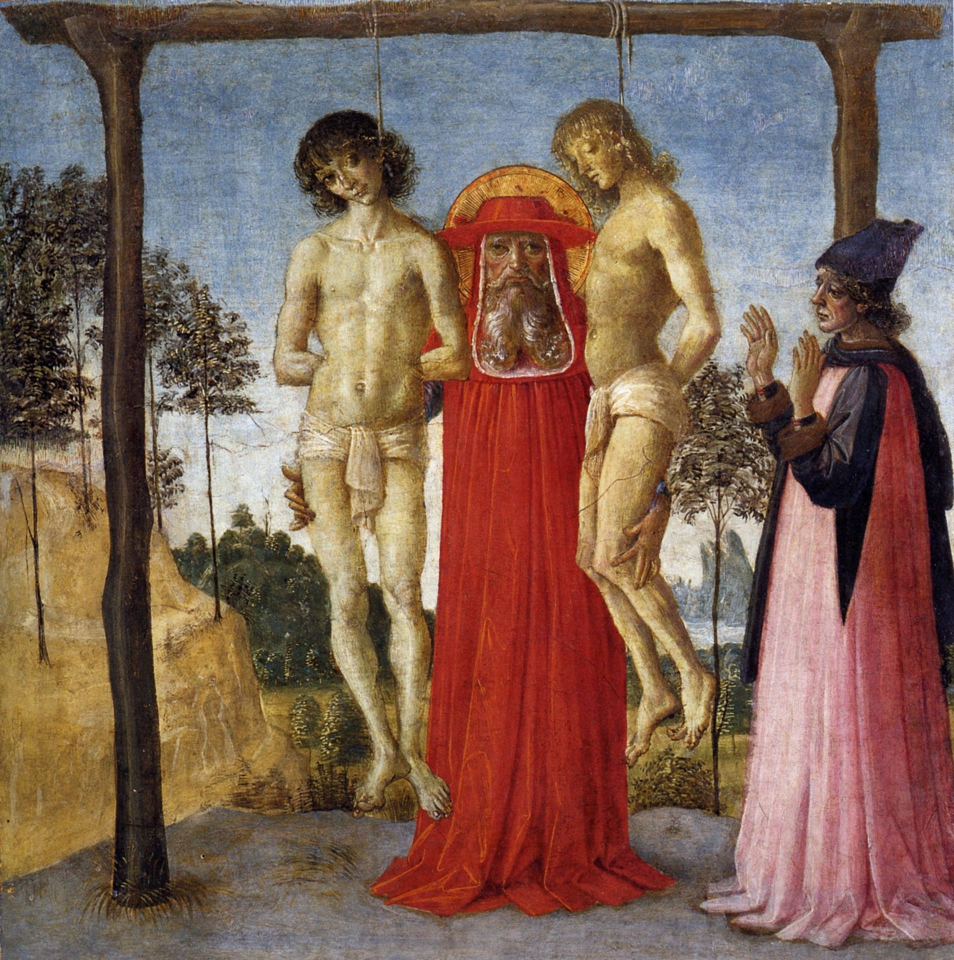 St. Jerome who attends two unfairly hanged by Pietro Perugino
