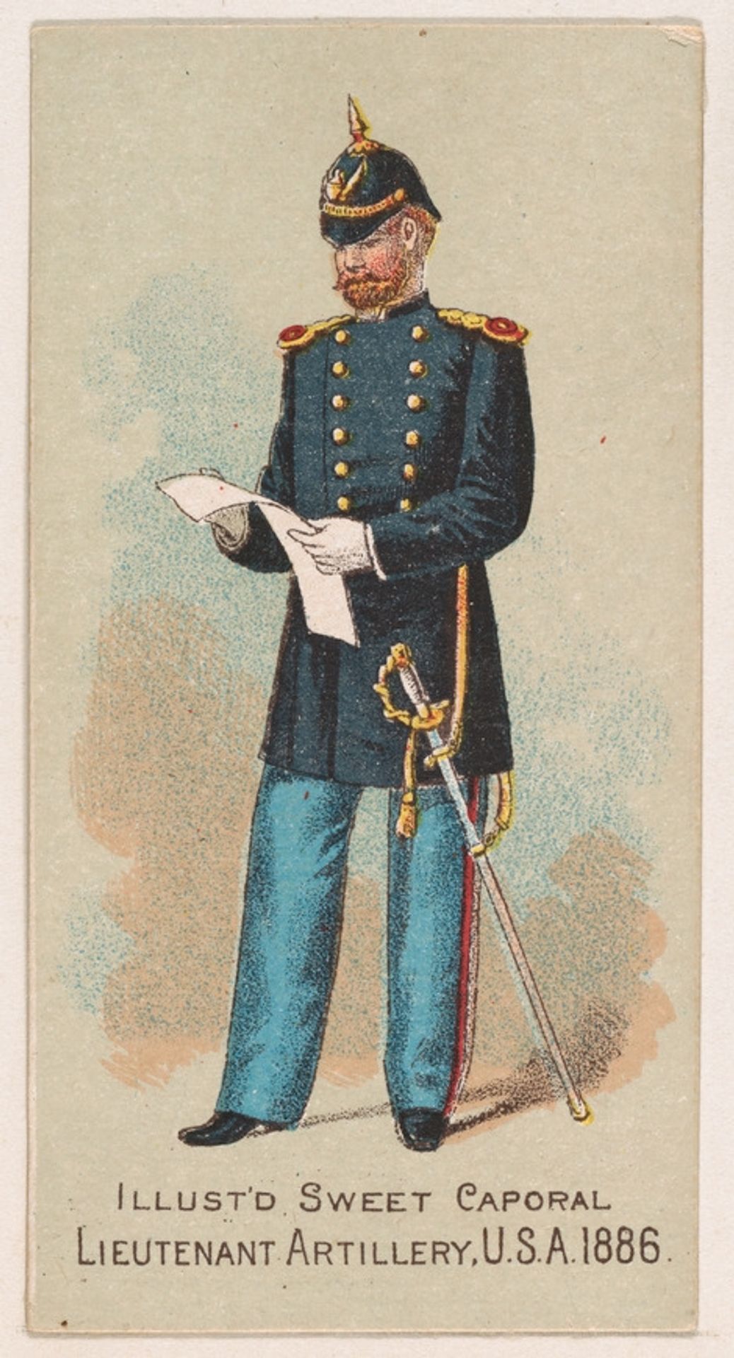 Lieutenant, Artillery, United States Army, 1886, from the Military Series (N224) issued by Kinney Tobacco Company to promote Sweet Caporal Cigarettes by Kinney Brothers Tobacco Company