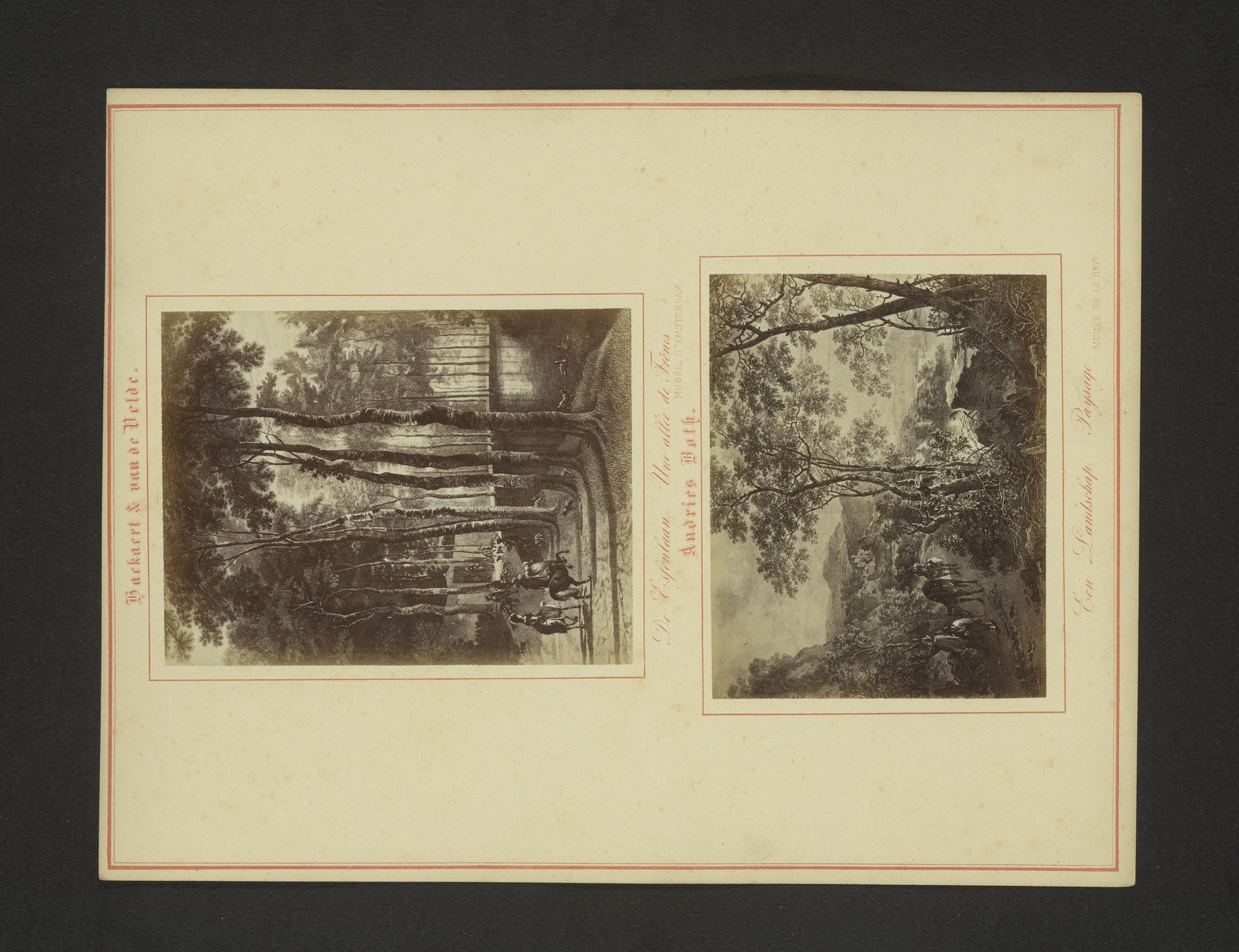 Fotoreproducties van De berkenlaan door Jan Hackaert en Italiaans landschap door Andries Both by Anonymous