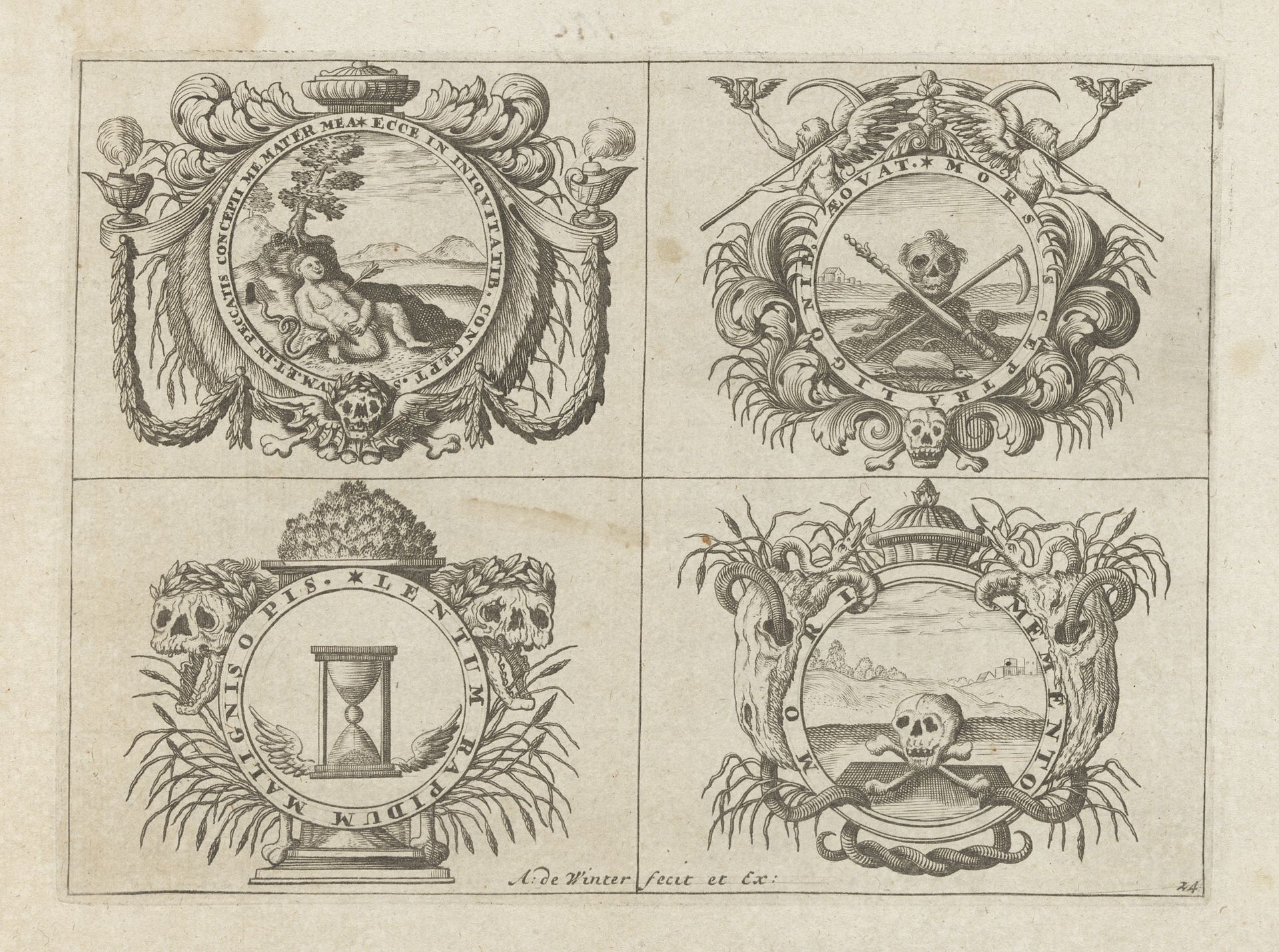 Prent 24 uit serie "Livre des plus belles devises..." by Anthonie de Winter