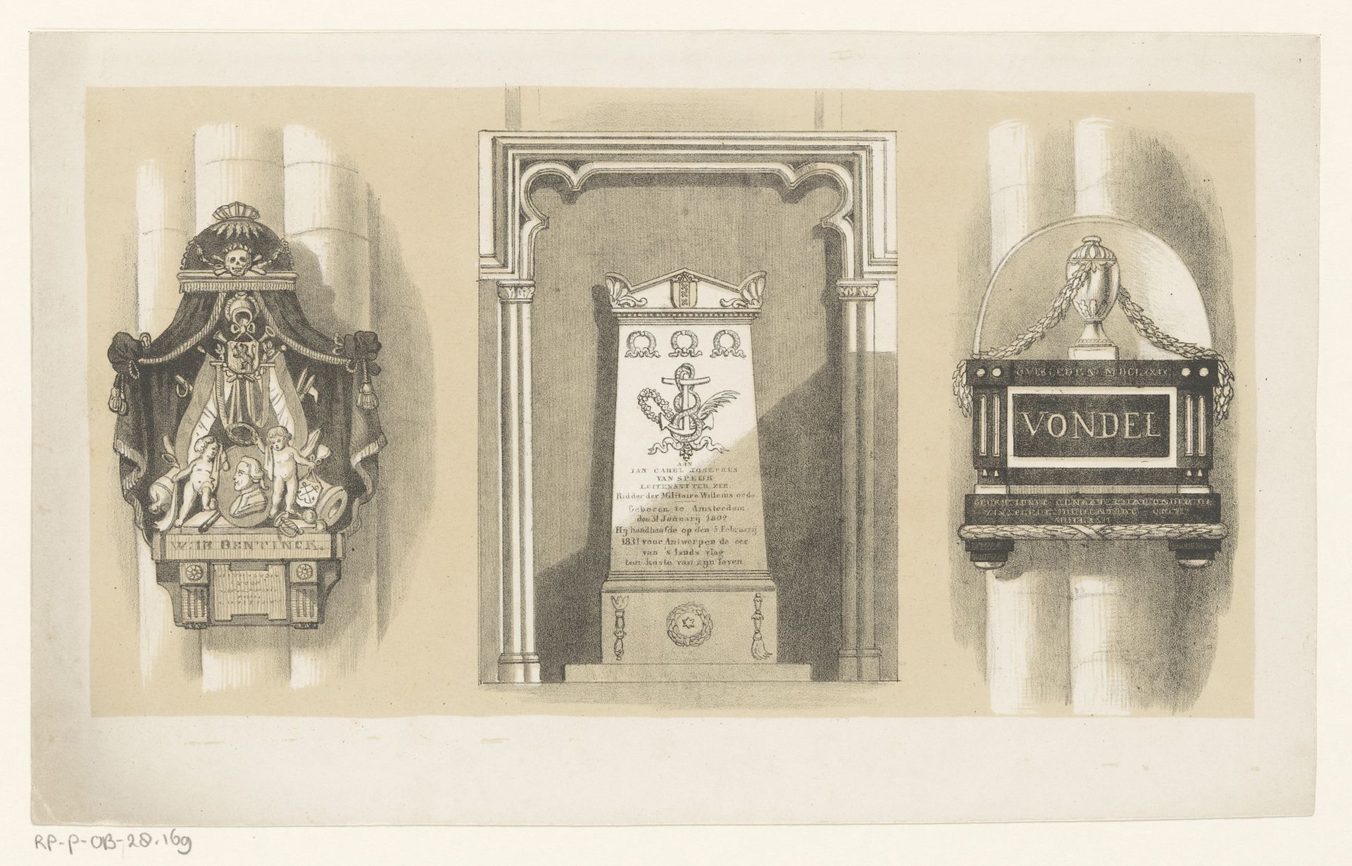 Drie grafmonumenten in de Nieuwe Kerk Amsterdam by Anonymous