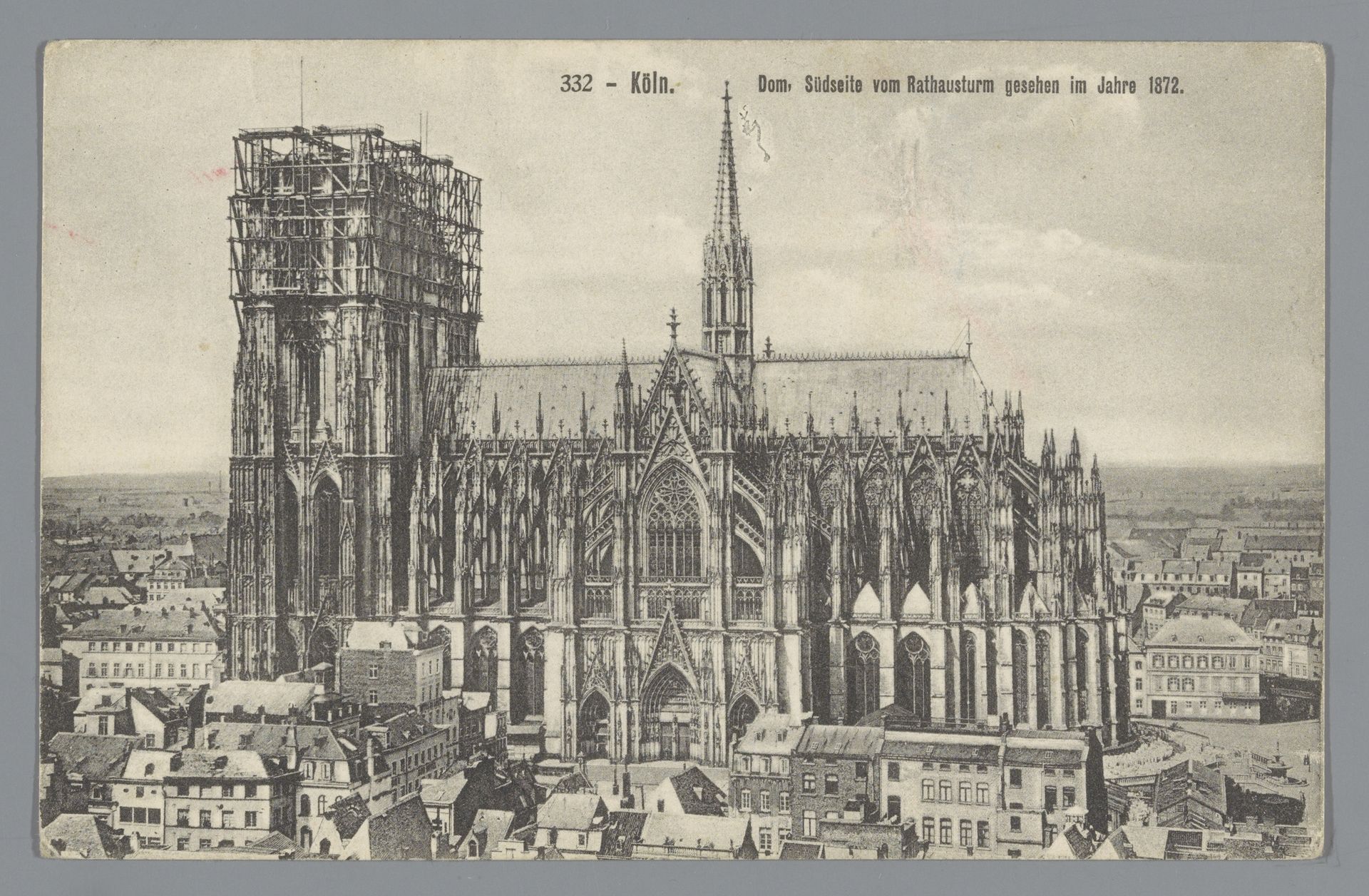 Köln. Dom, Südseite vom Rathausturm gesehen im Jahre 1872 by Anonymous