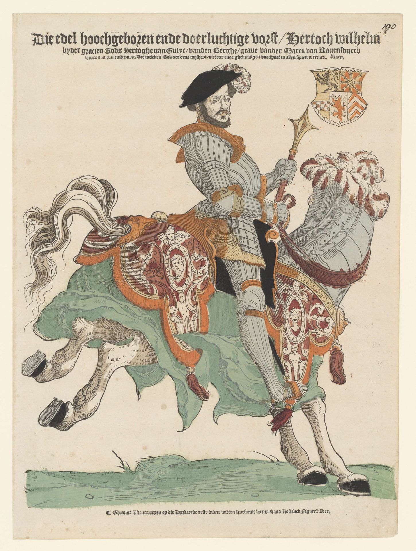 Portret van hertog Willem van Kleef, Gulik en Berg, graaf van Mark, heer van Ravenstein te paard by Cornelis Anthonisz.