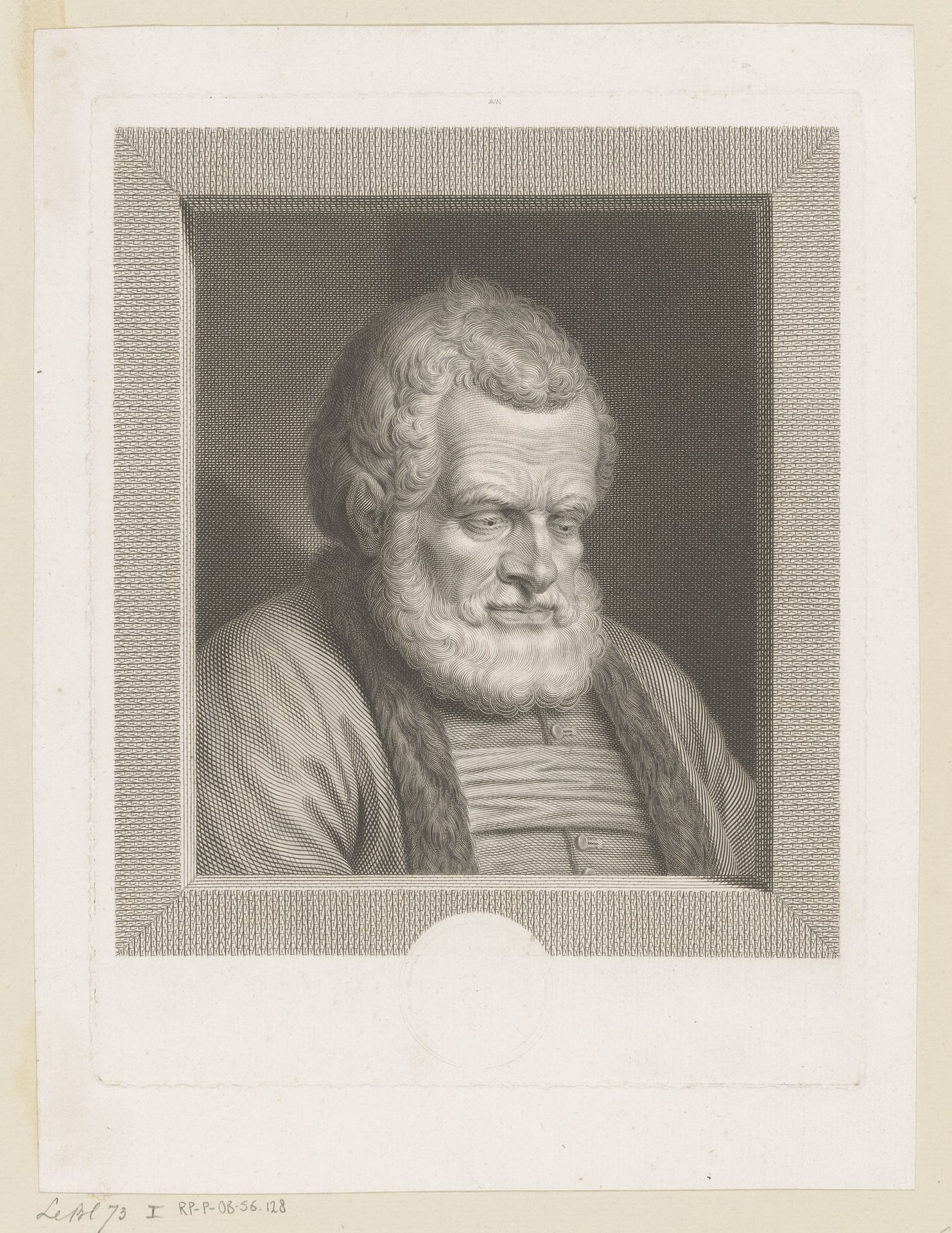 Peinzende oude man by Johann Georg Wille