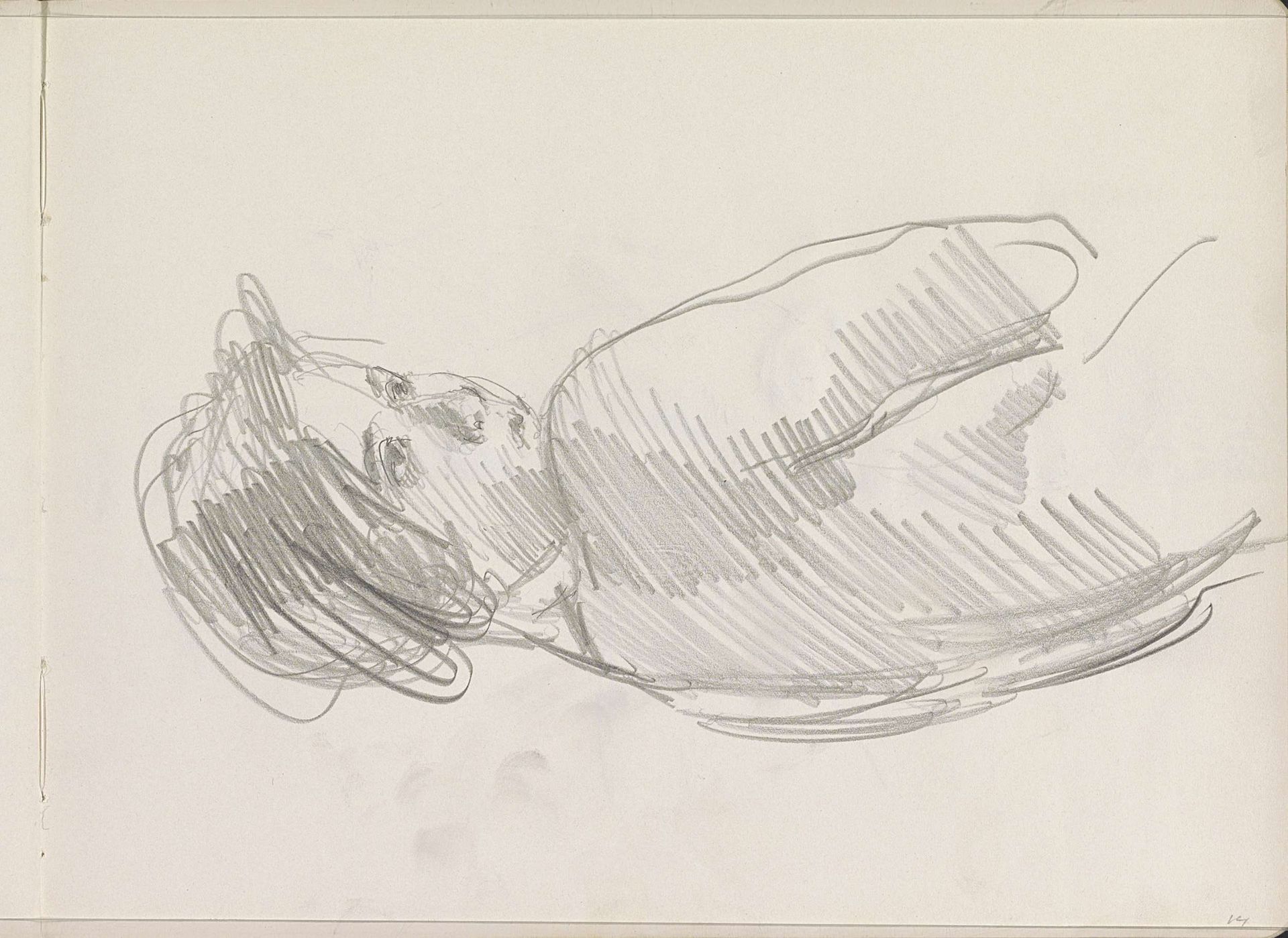 Vrouwelijk naakt, in profiel by Isaac Israels