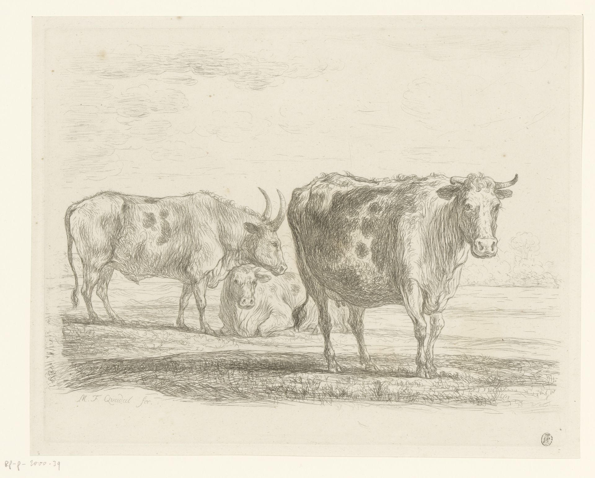 Drie koeien by Martin Ferdinand Quadal