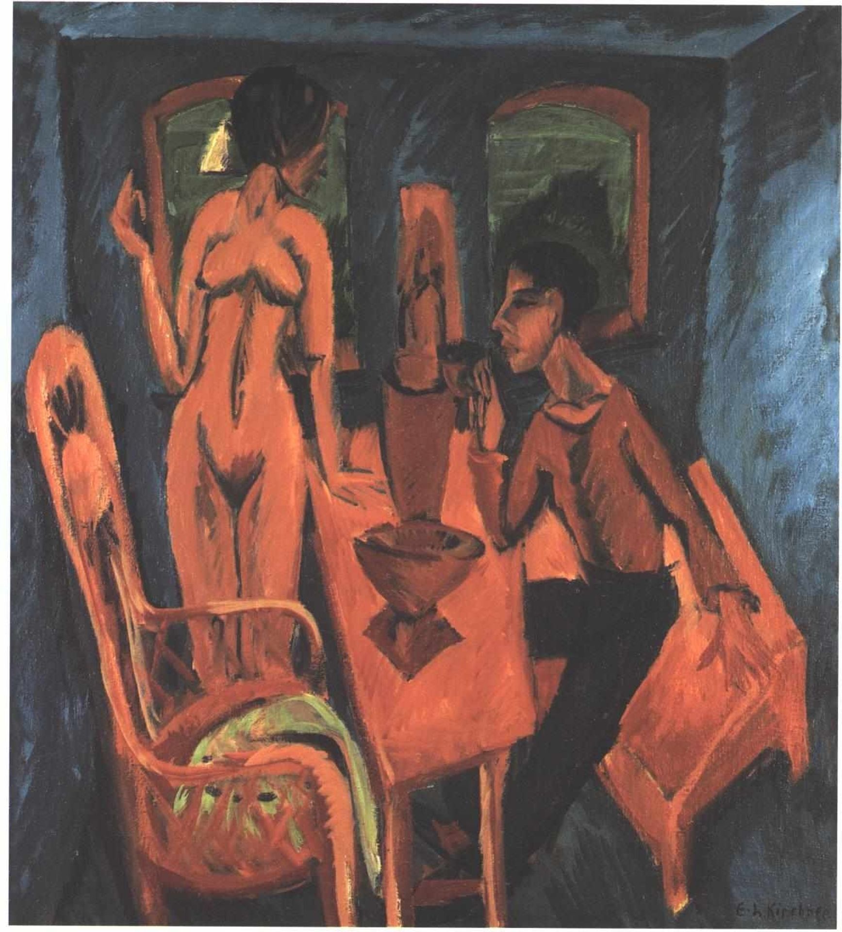 Tower Room. Self Portrait with Erna by Ernst Ludwig Kirchner