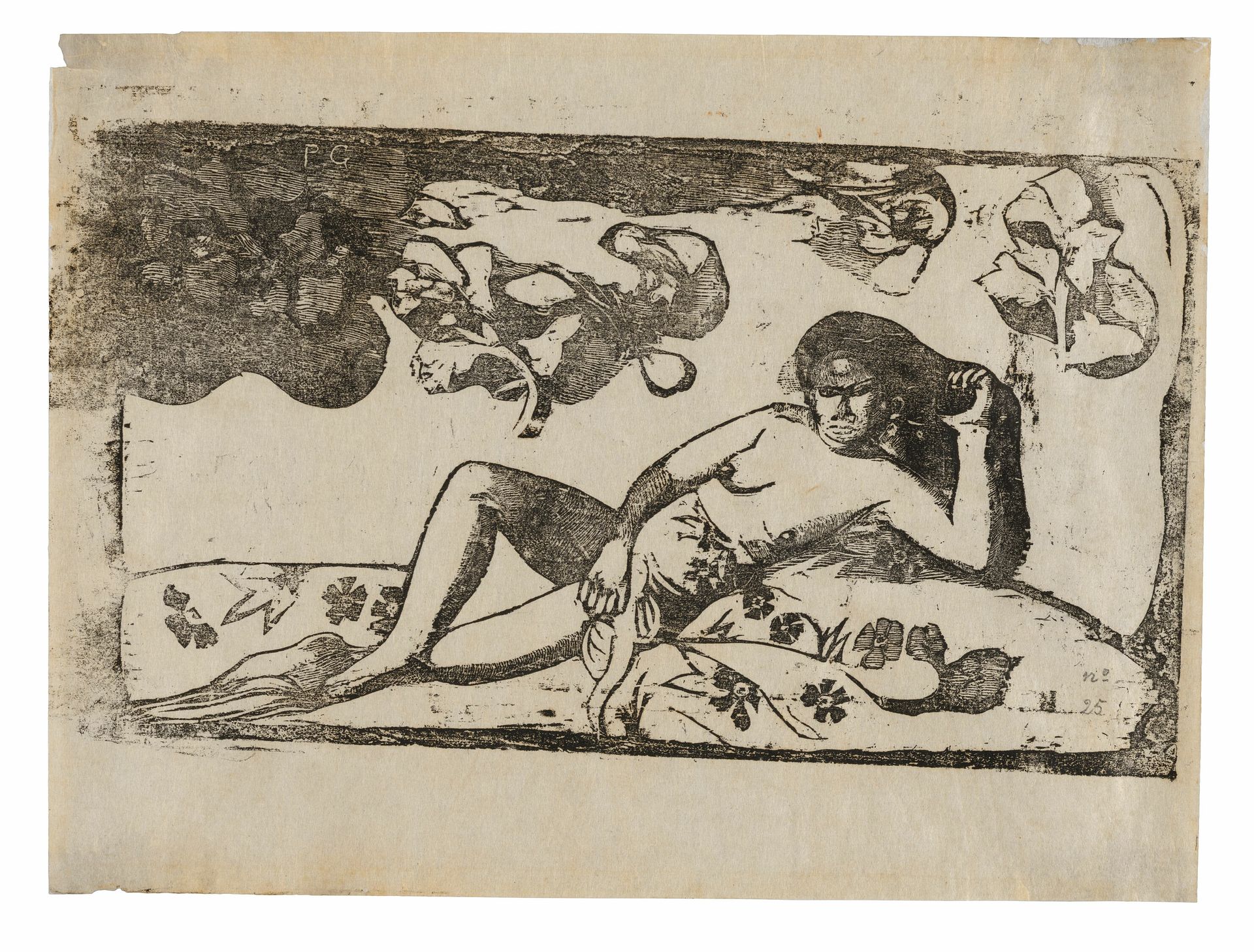 Te arii vahine—opoi (Woman with Mangos—Tired), from the Suite of Late Wood-Block Prints by Paul Gauguin