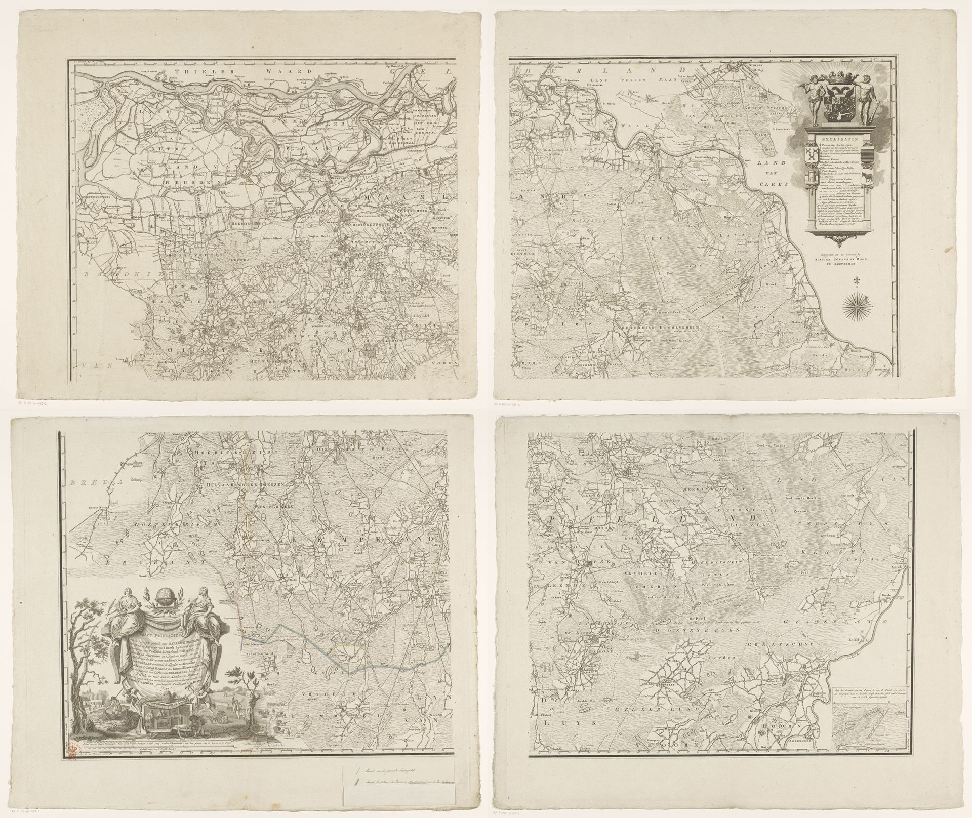 Kaart van Brabant, bestaande uit vier delen by Cornelis van Baarsel