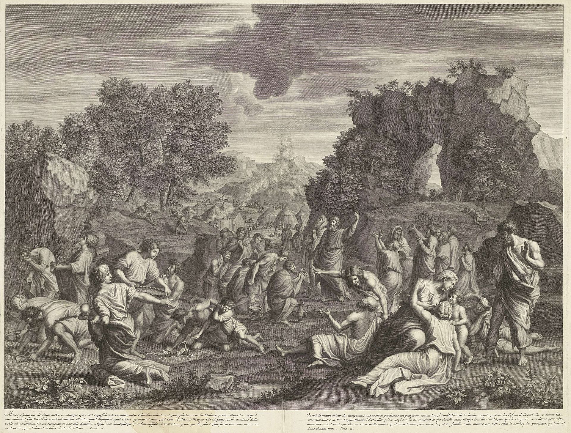 Verzamelen van het manna by Étienne Gantrel