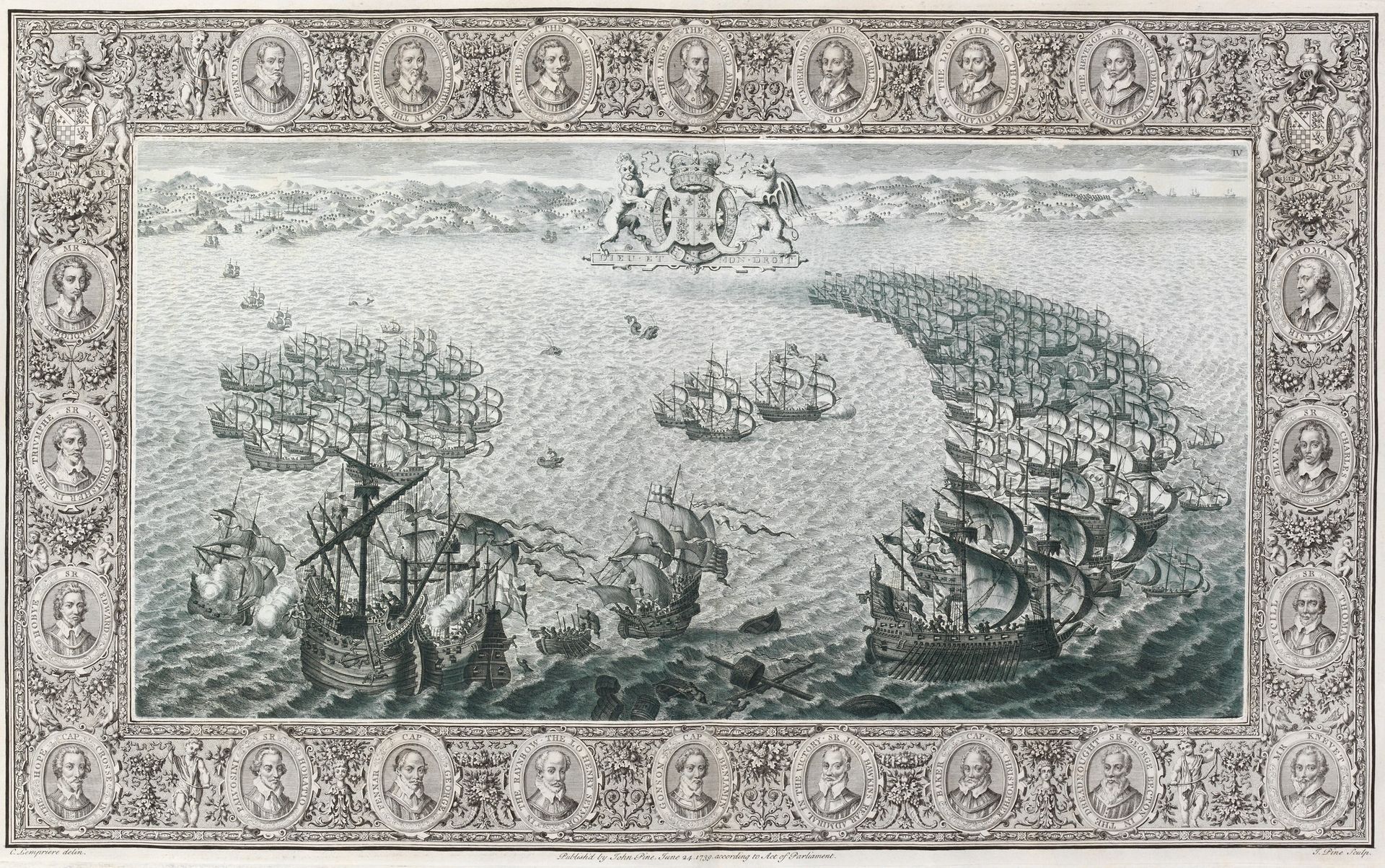 The Tapestry Hangings of the House of Lords Representing the Several Engagements Between the English and Spanish Fleets... by John Pine