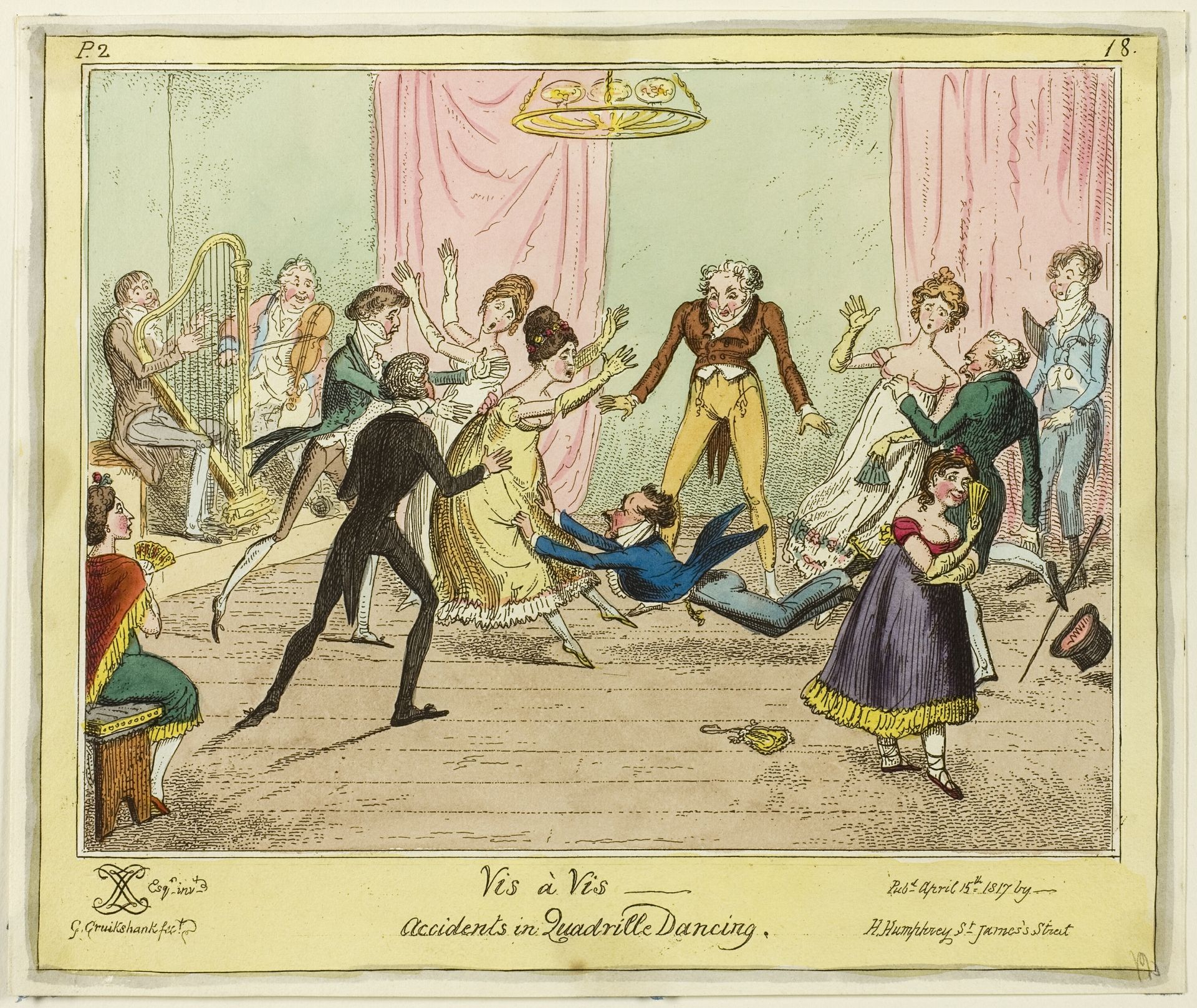 Vis a Vis - Accidents in Quadrille Dancing by George Cruikshank