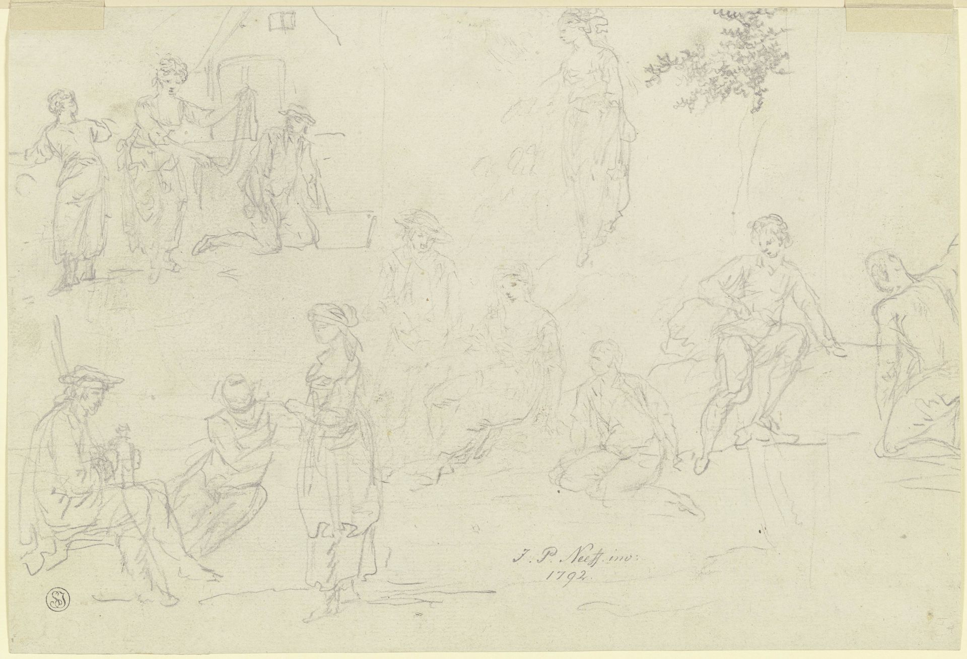 Skizzenhafte Figurenstudien by Johann Peter Neef