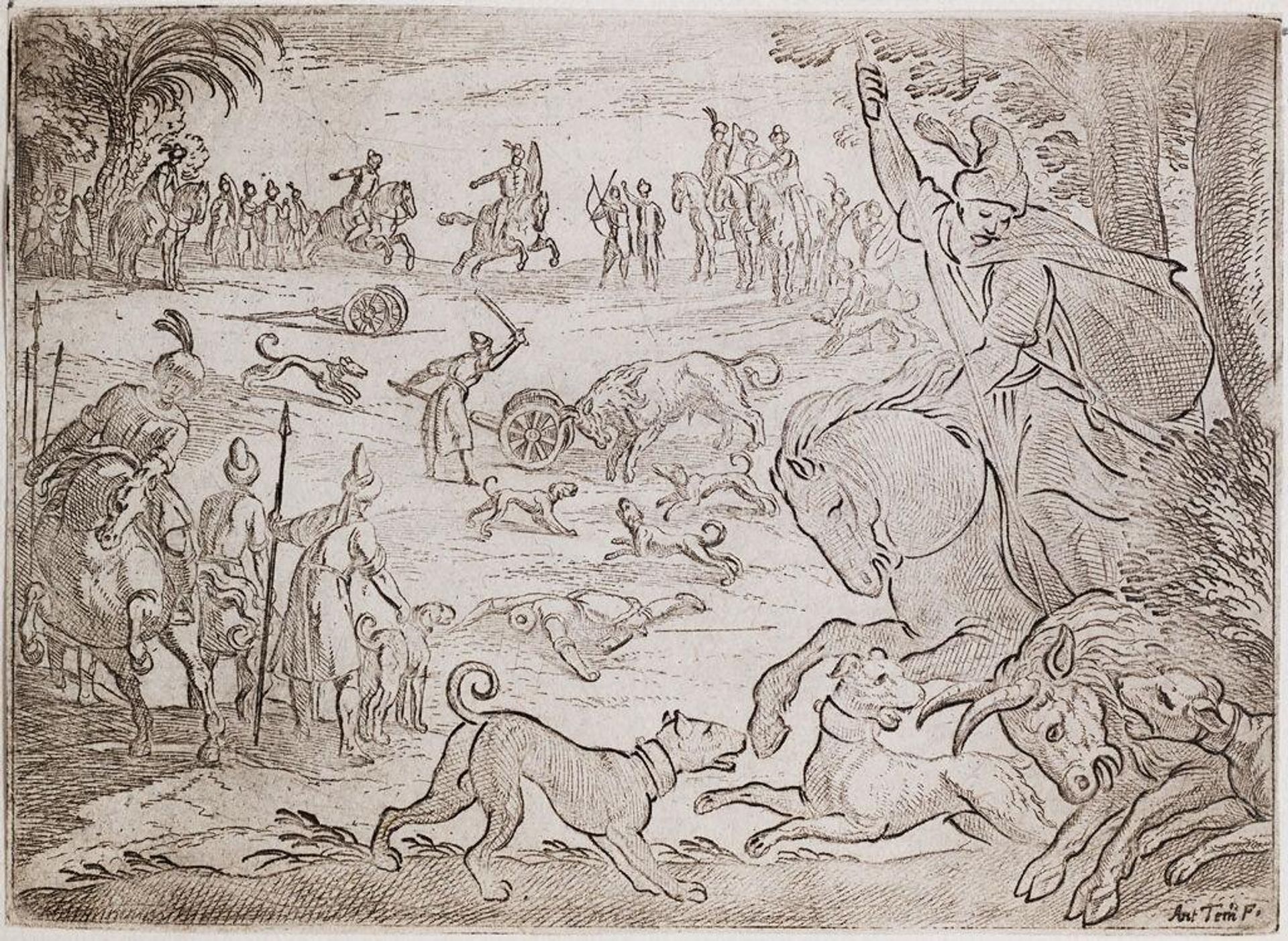 A Wild Bull Hunt by Antonio Tempesta