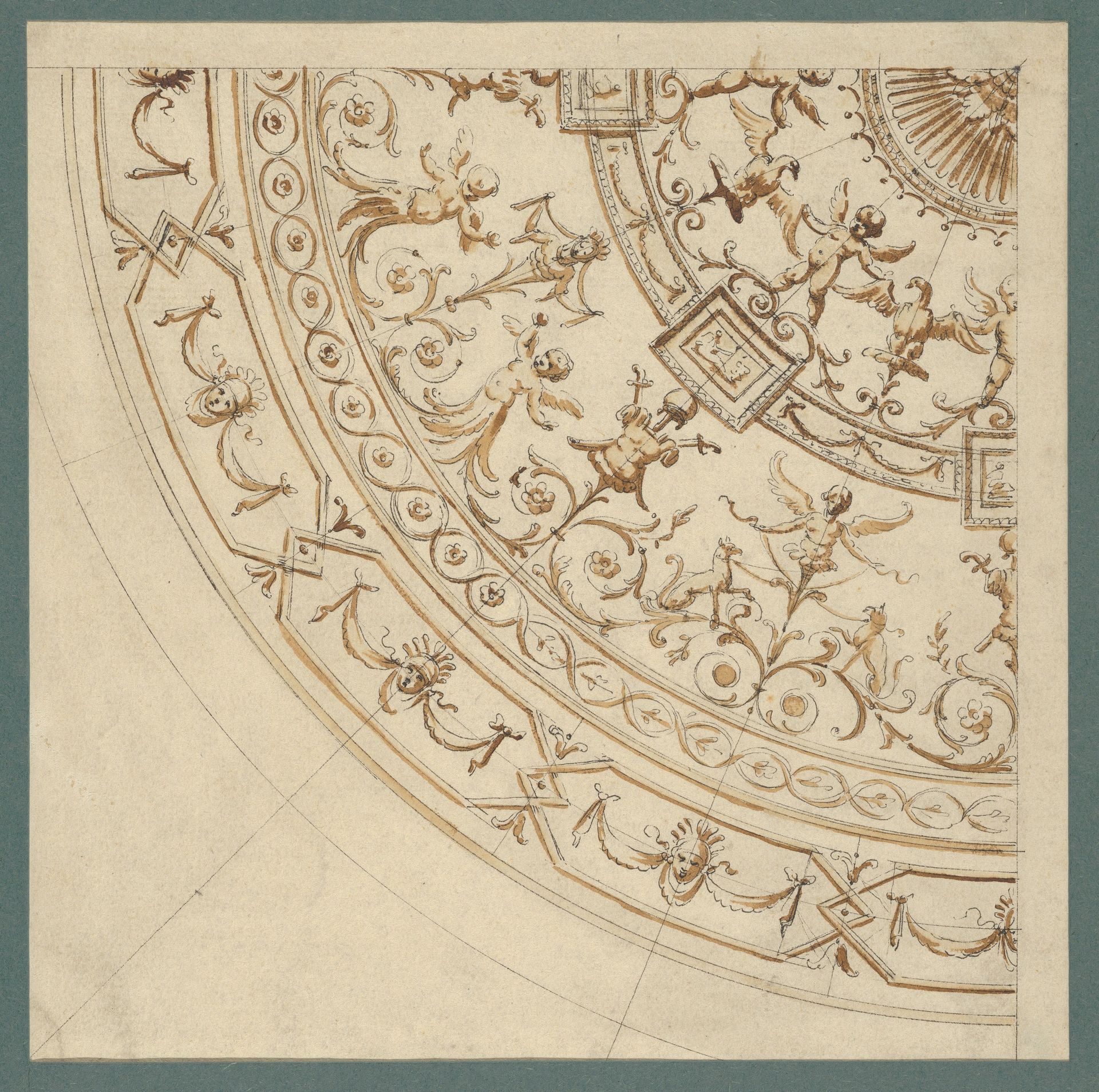 Quarter of a Ceiling with Grotesque Decorations by Guiseppe Mannocchi