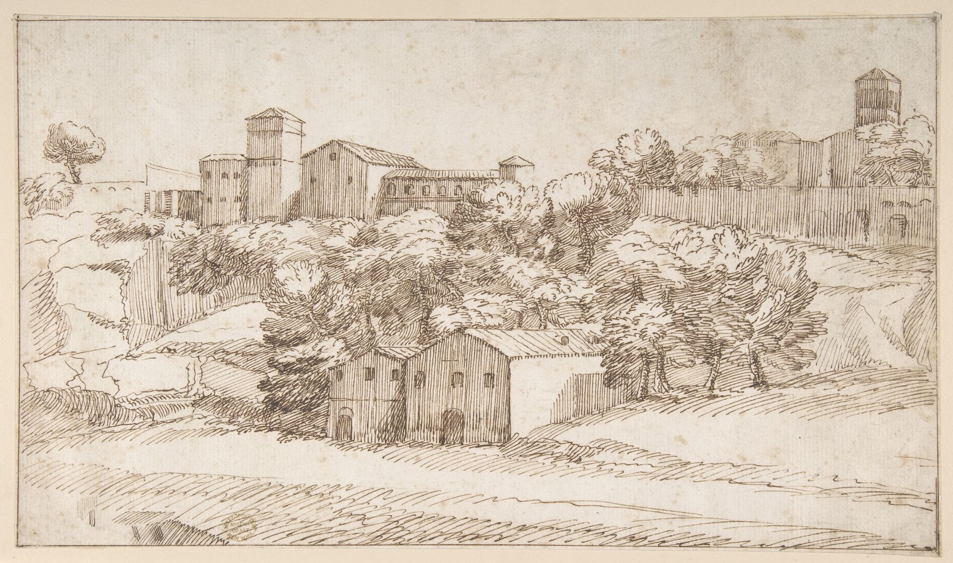 Landscape Study: Surburbs of Rome by Giovanni Francesco Grimaldi