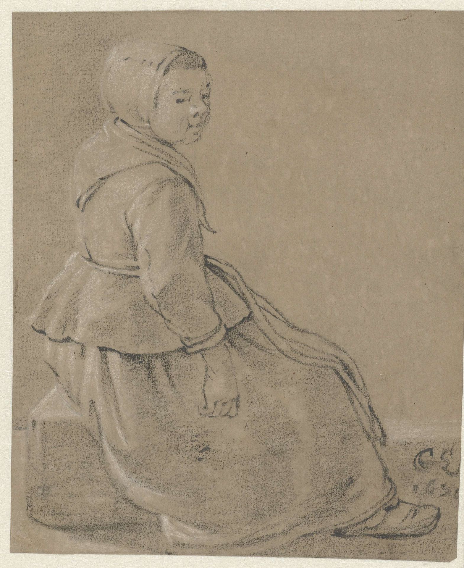 Zittend meisje by Cornelis Saftleven