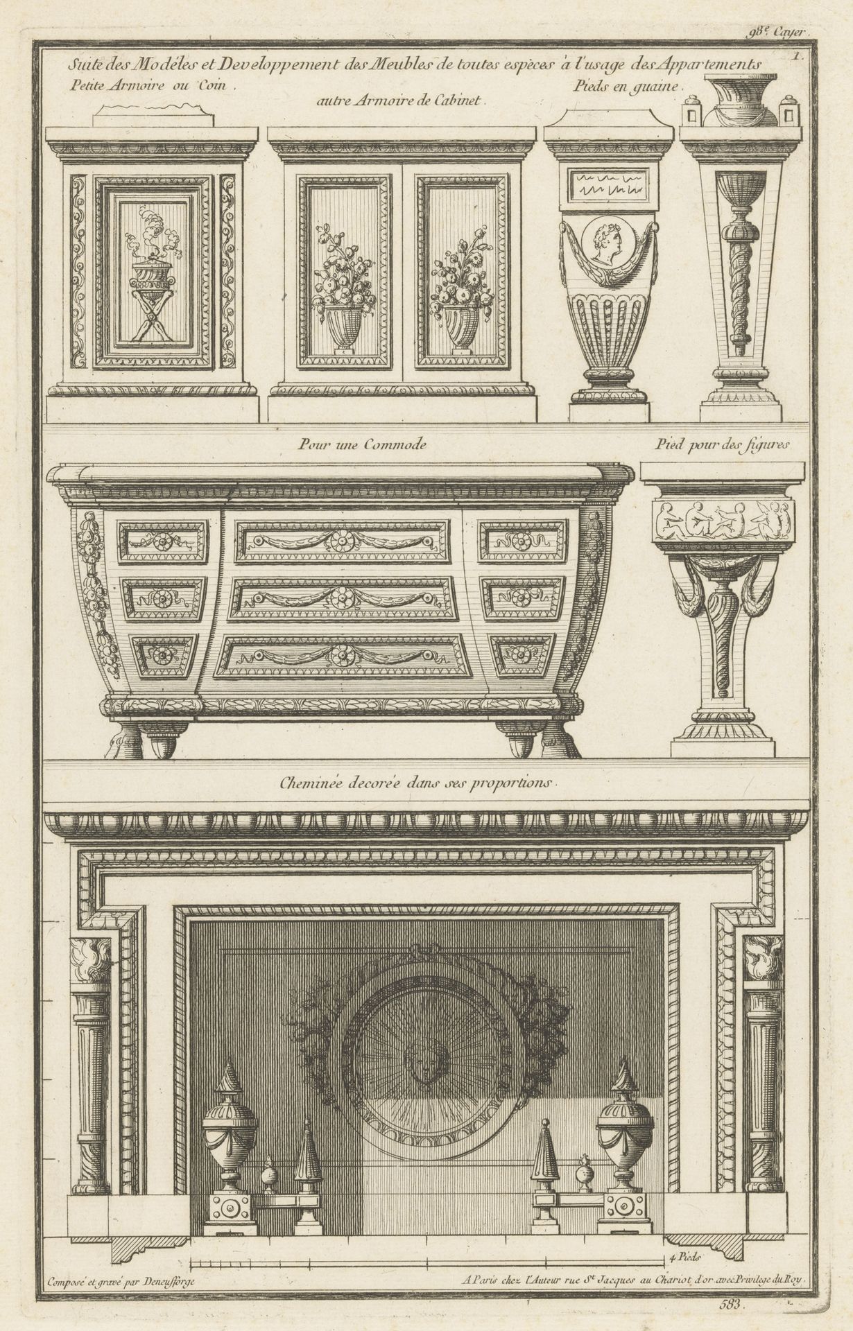 Kasten, voetstukken, commode en haard by Jean François de Neufforge