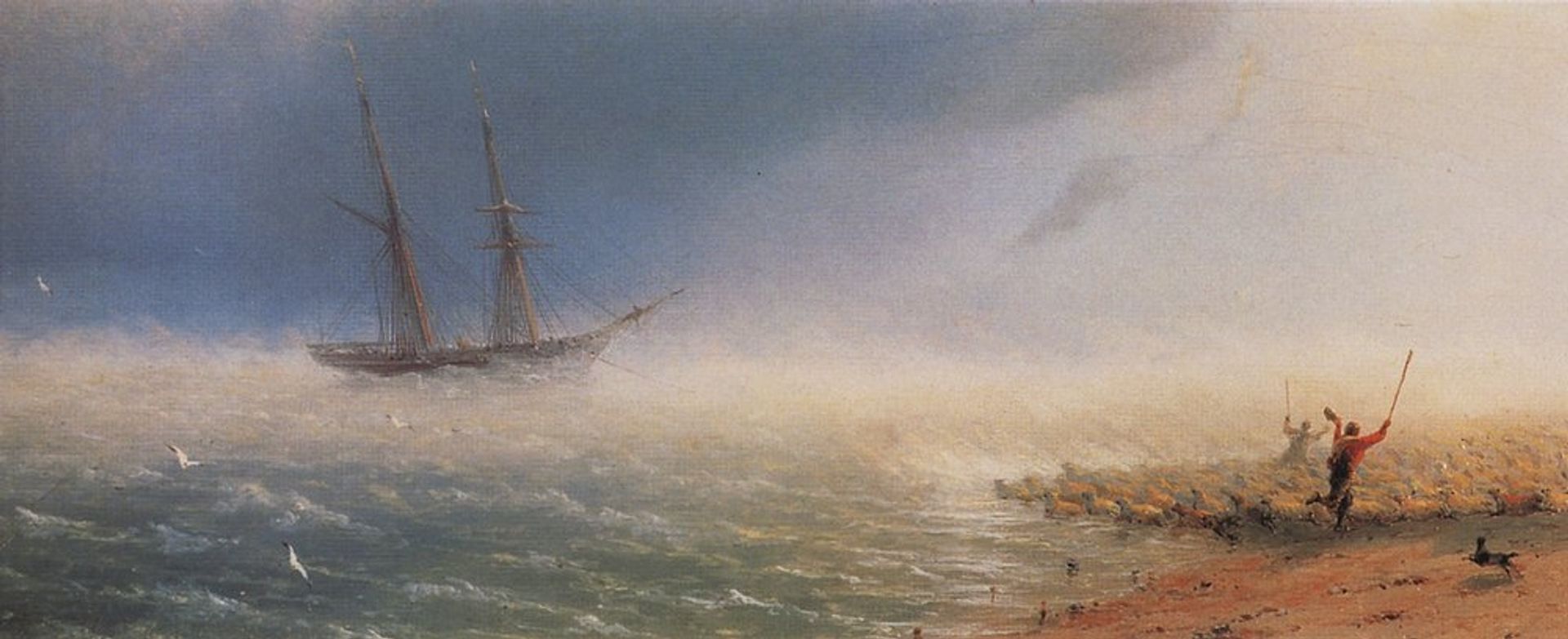 Sheep which forced by storm to the sea by Ivan Konstantinovich Aivazovsky