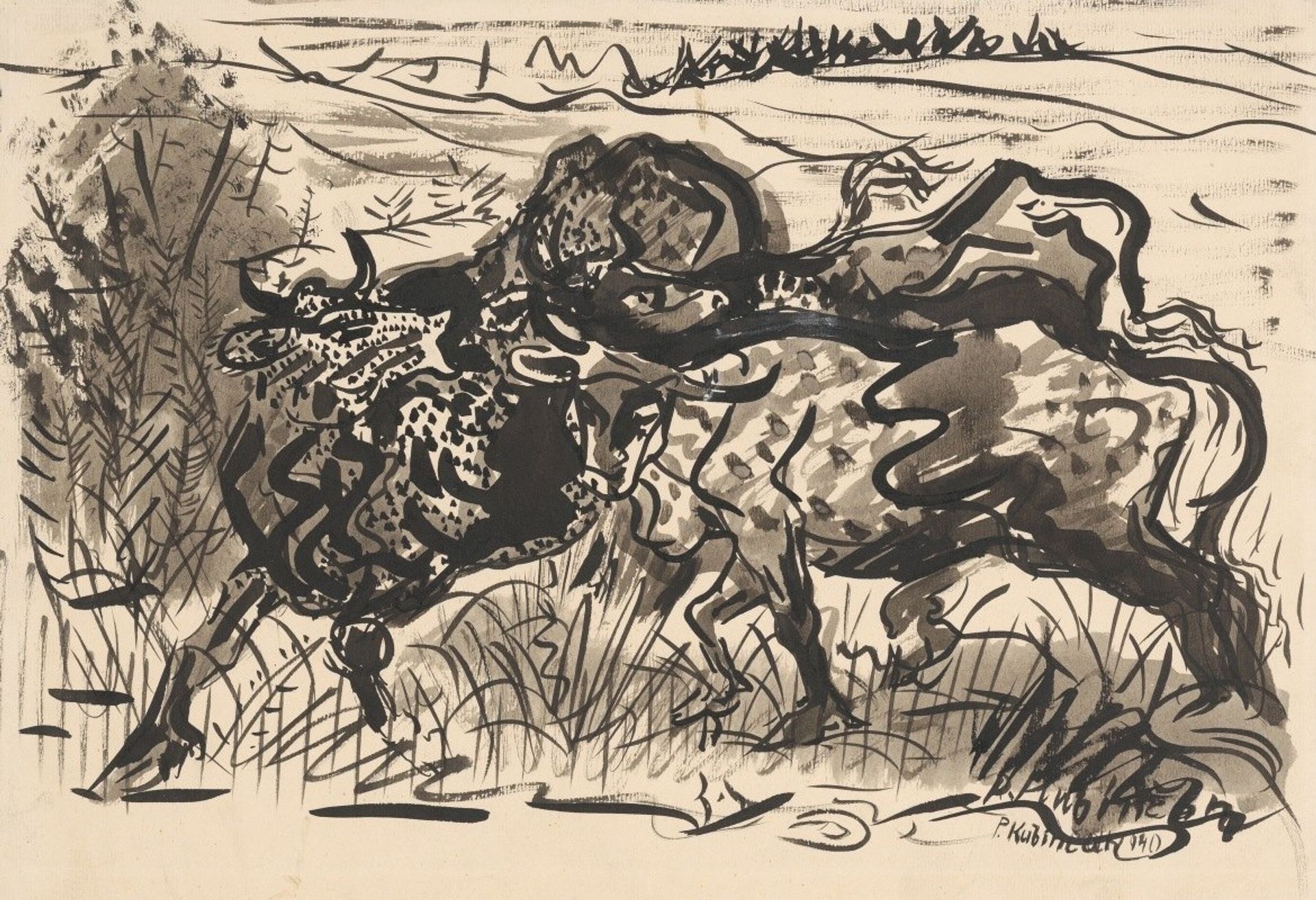 Cows in a Pasture by Arnold Peter Weisz-Kubínčan