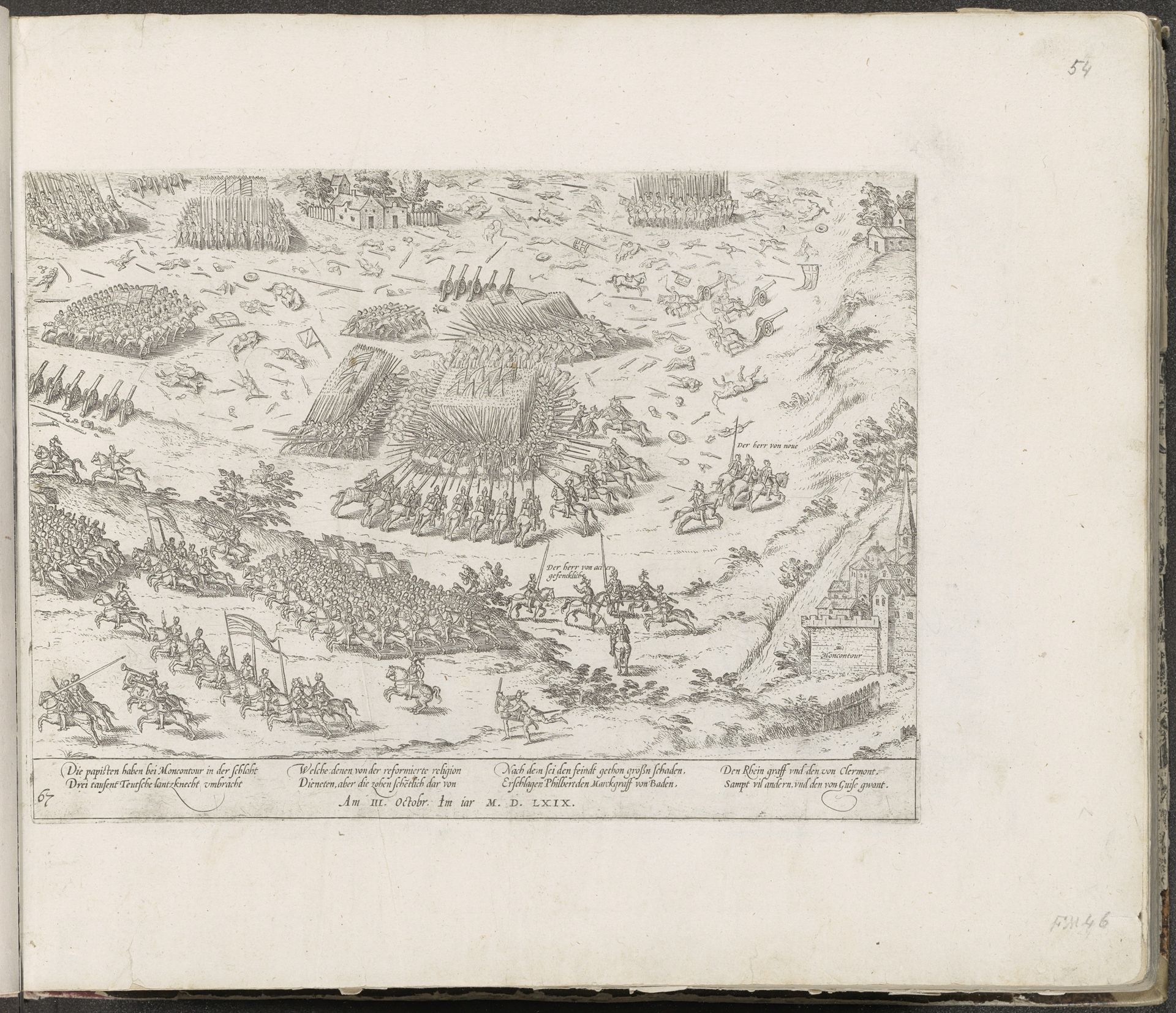 Slag bij Moncontour, 1569 by Frans Hogenberg