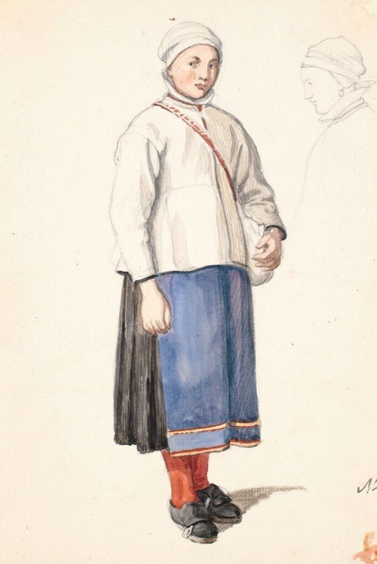 Stående svensk bondepige by Wilhelm Marstrand