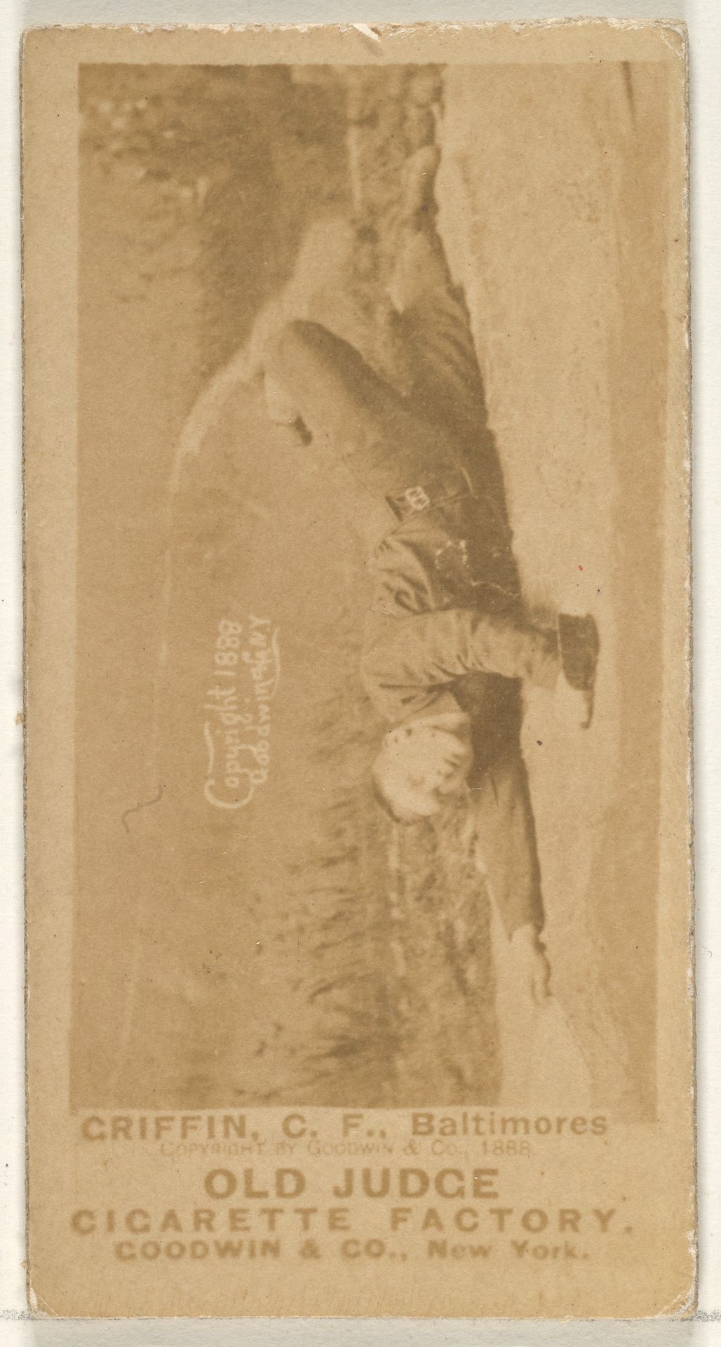 Griffin, Center Field, Baltimore Orioles, from the Old Judge series (N172) for Old Judge Cigarettes by Goodwin & Company