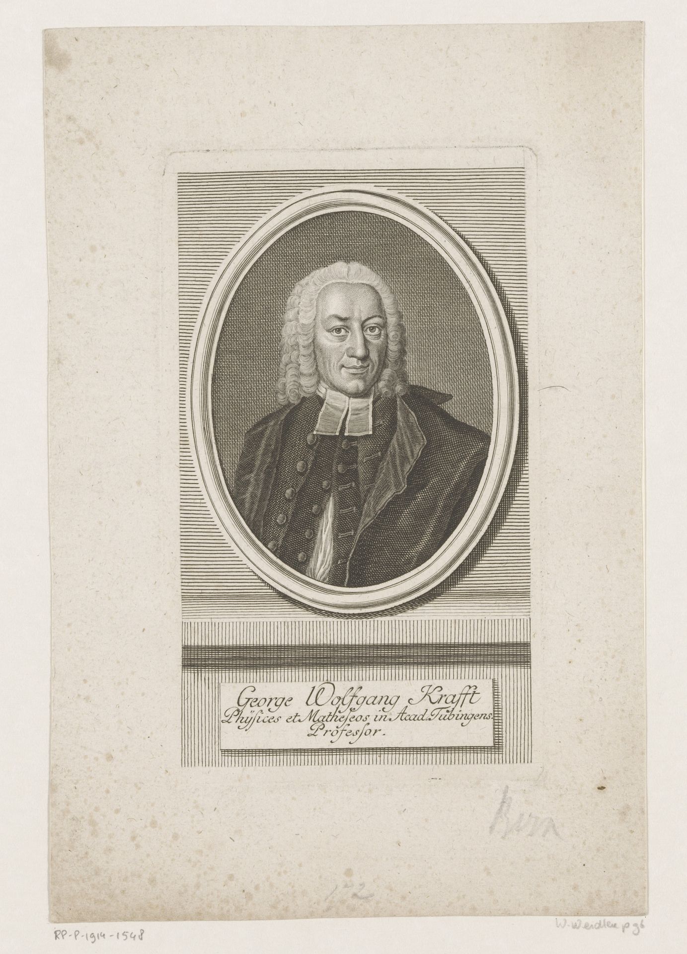 Portret van Georg Wolfgang Krafft by Johann Martin Bernigeroth