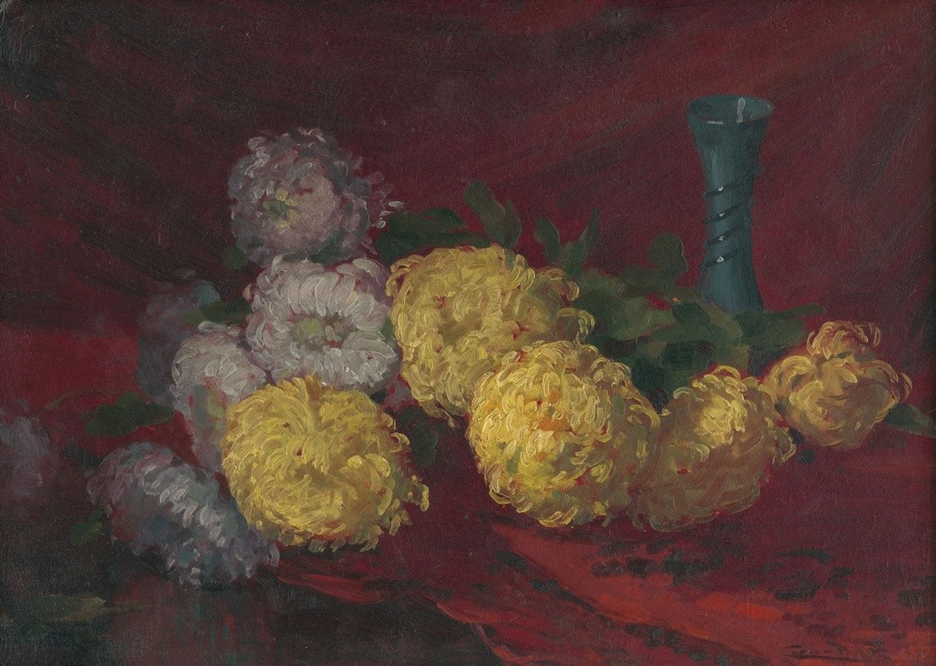 Chrysanthemums on the table by Ľudovít Čordák