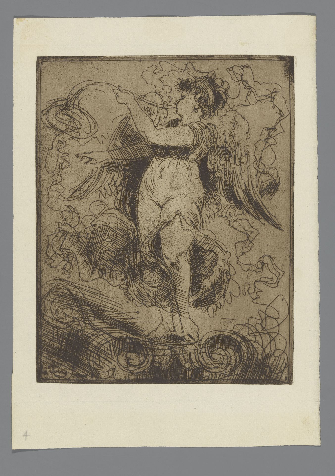 Engel blaast op een bazuin by Willem (II) Linnig