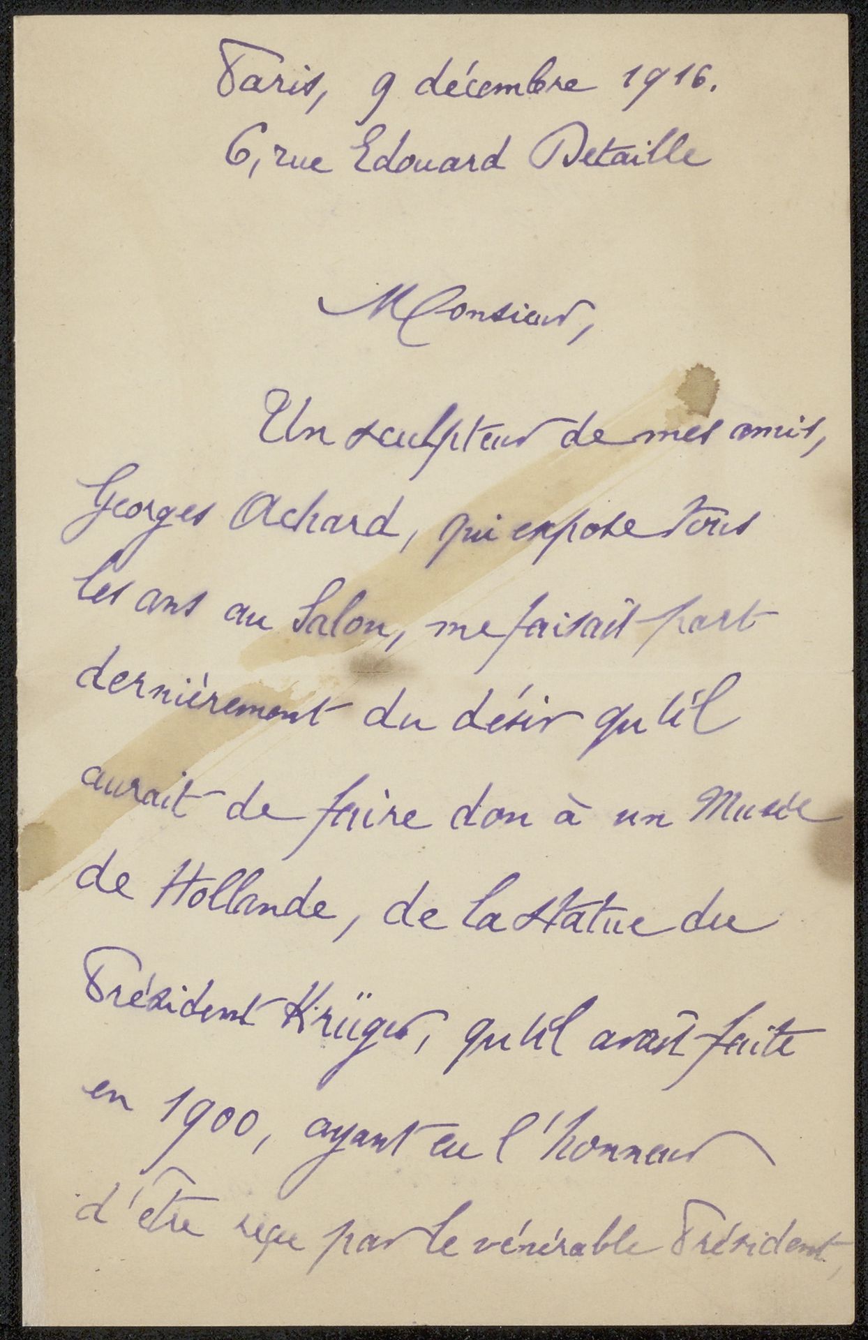 Brief aan Philip Zilcken by Georges Lenseigne