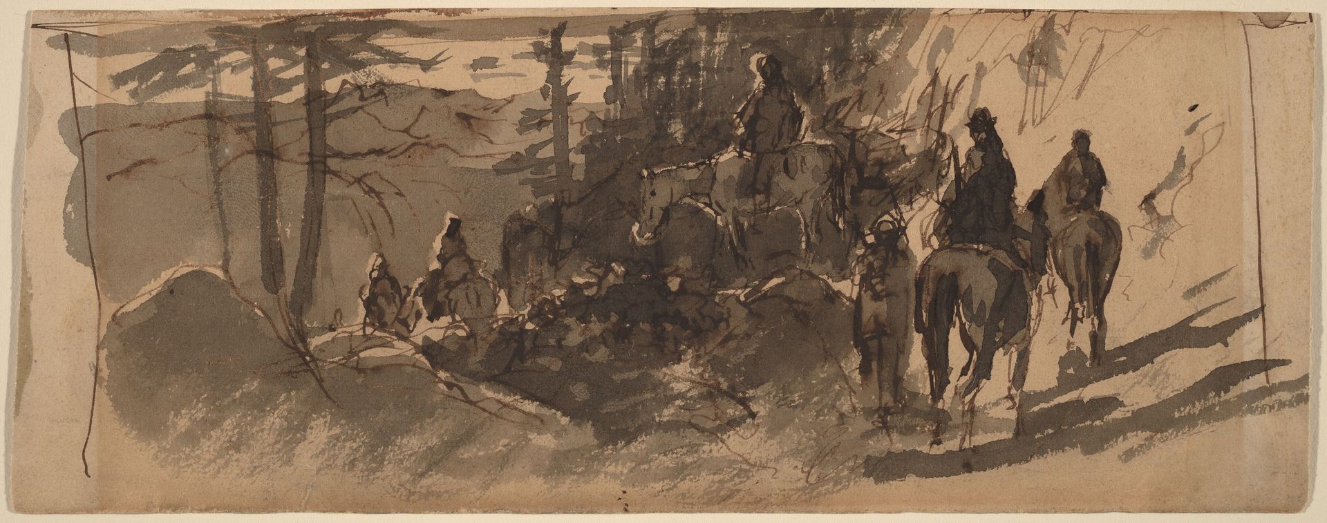 In the Sierras, A Pack Train by William Keith