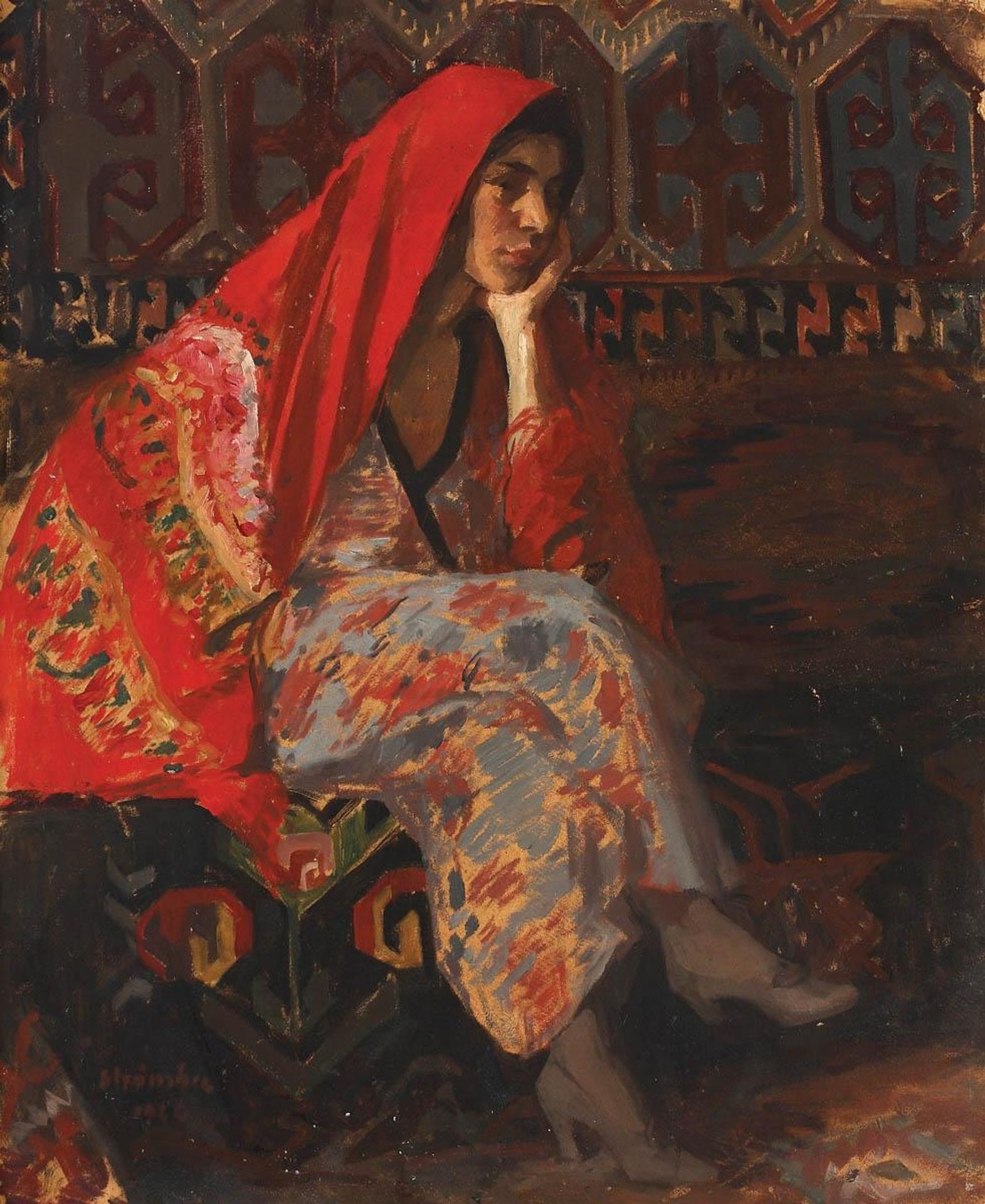 The Red Headscarf by Ipolit Strambu